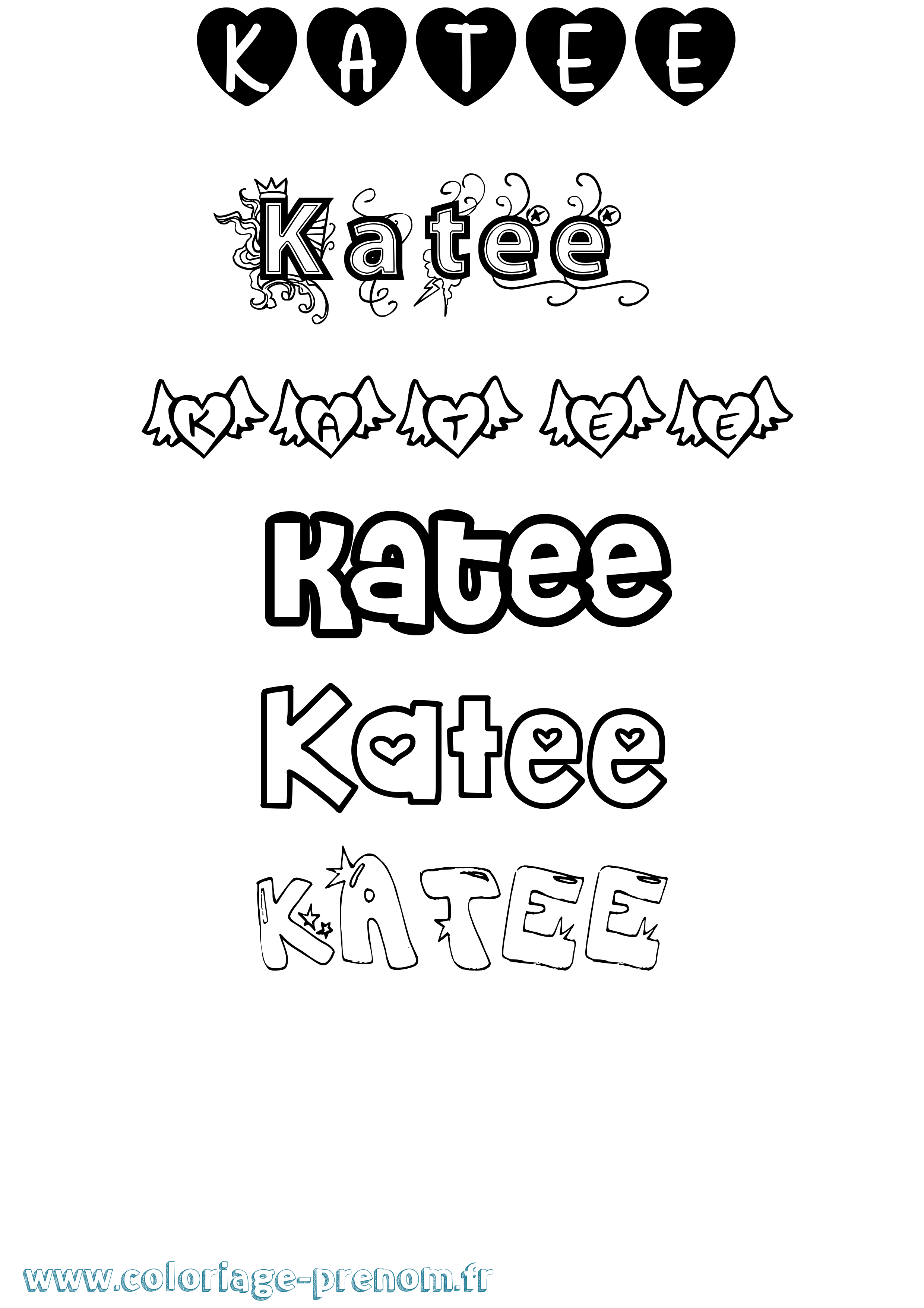 Coloriage Katee Girly Coloriage prénom Katee Girly