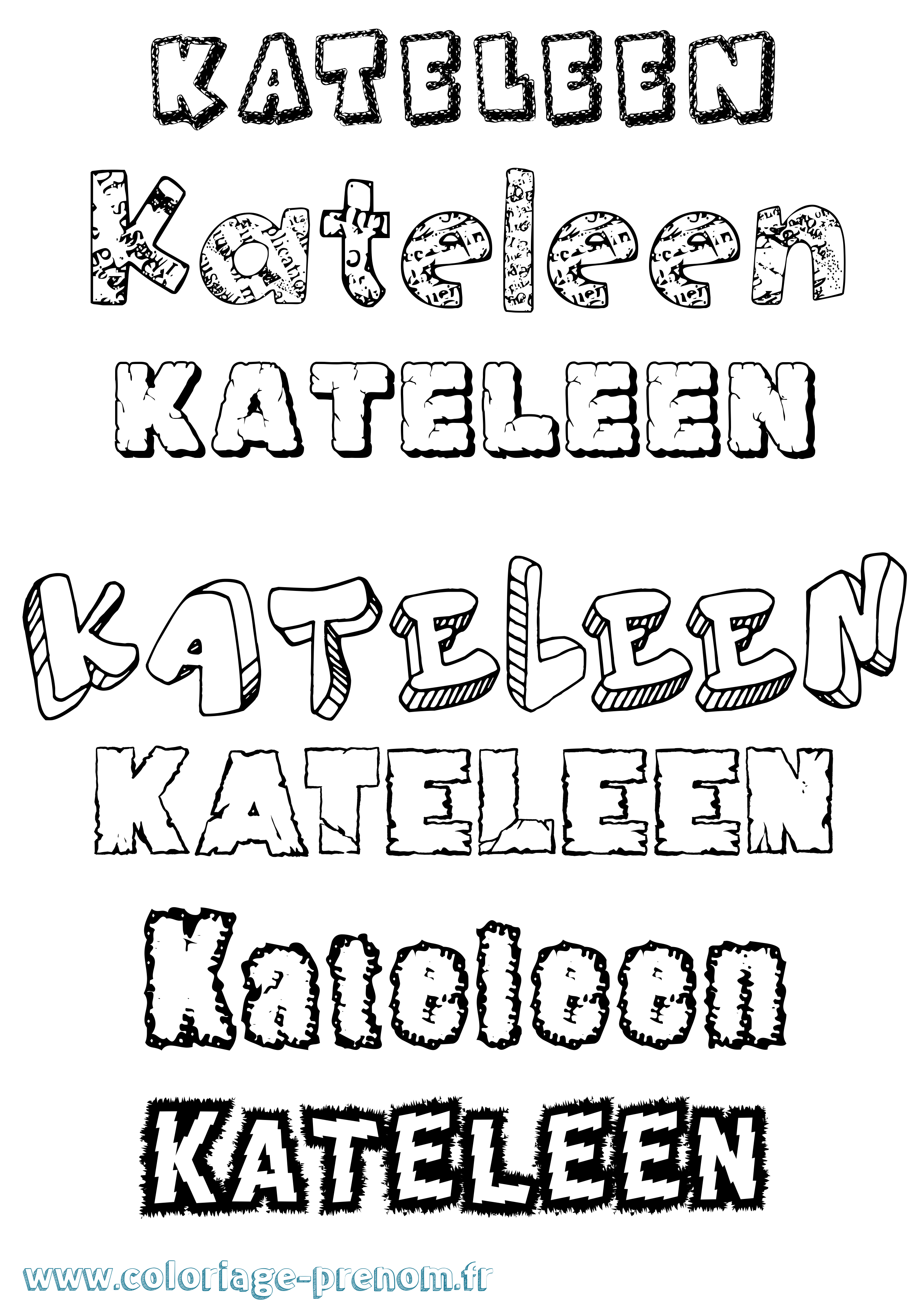 Coloriage Kateleen Destructuré Coloriage prénom Kateleen Destructuré