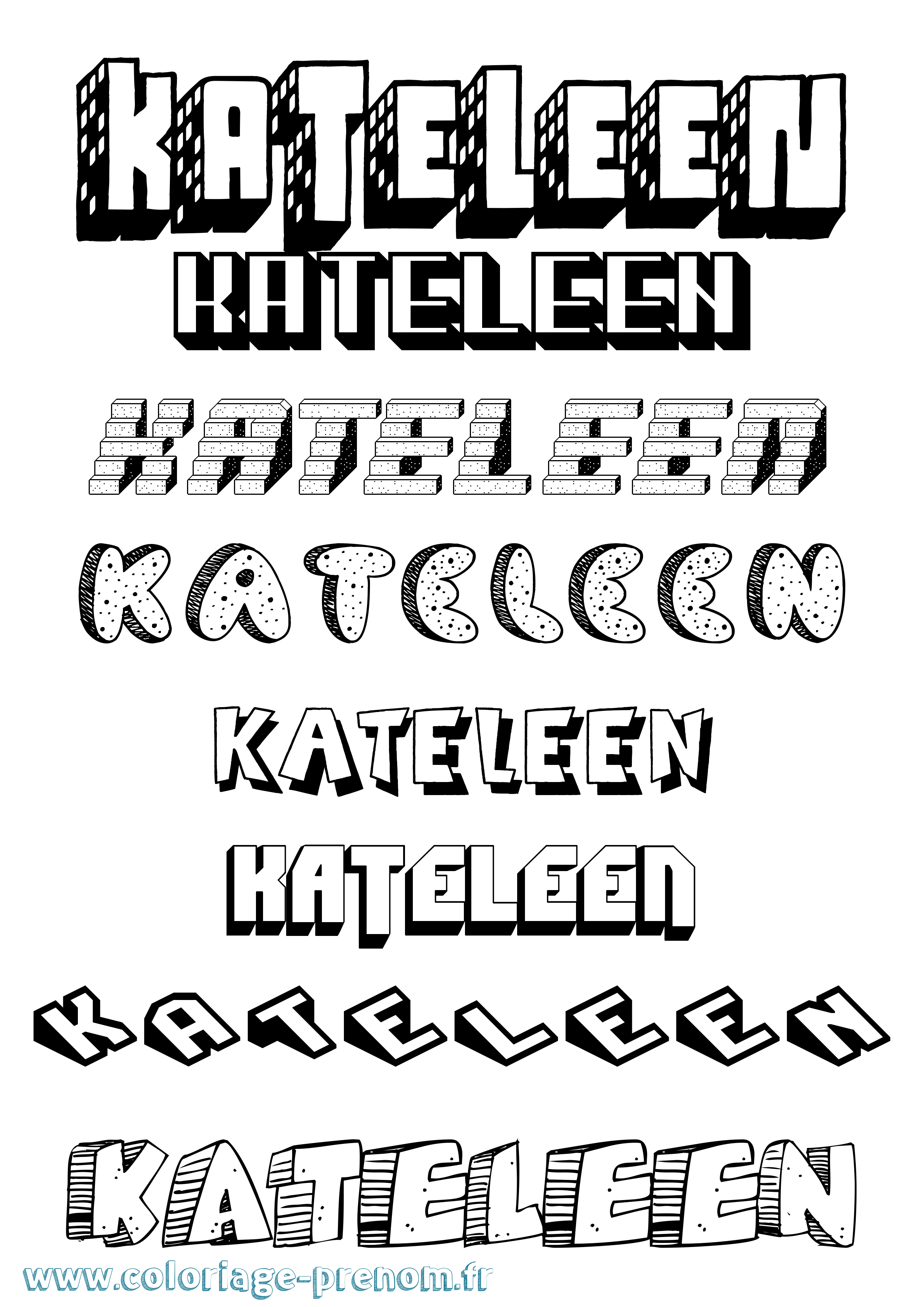 Coloriage Kateleen Effet 3D Coloriage prénom Kateleen Effet 3D