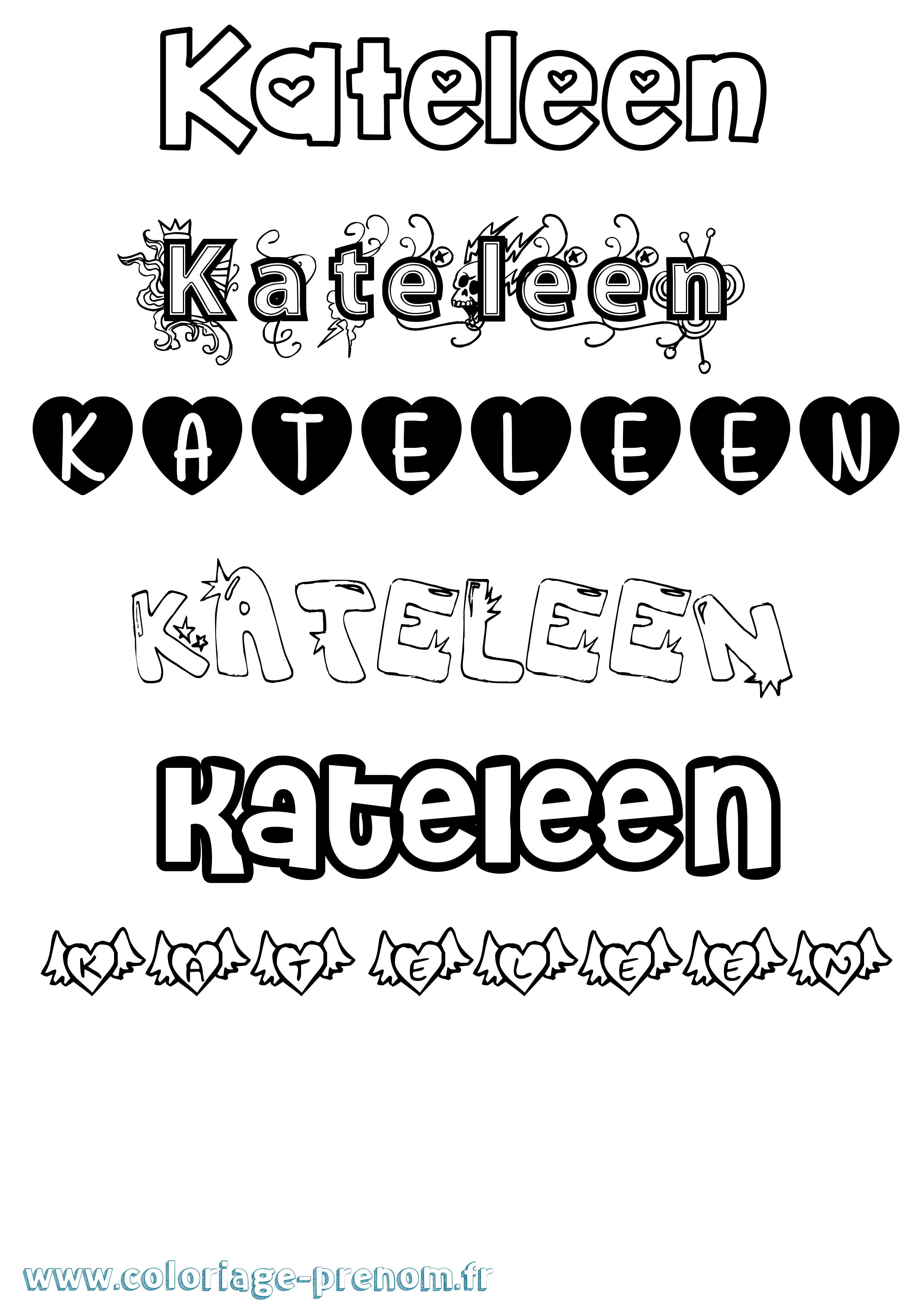 Coloriage Kateleen Girly Coloriage prénom Kateleen Girly