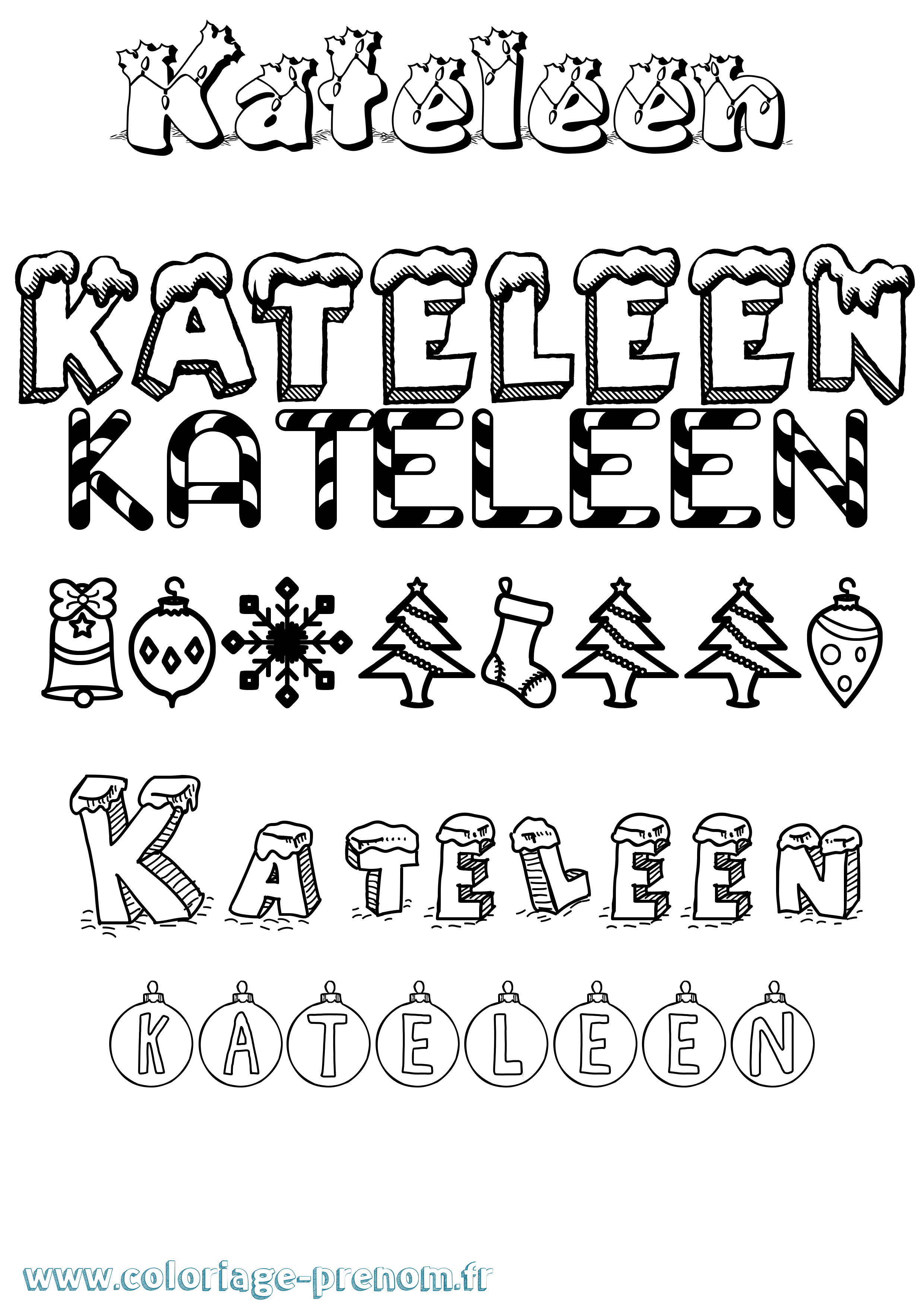 Coloriage Kateleen Noël Coloriage prénom Kateleen Noël