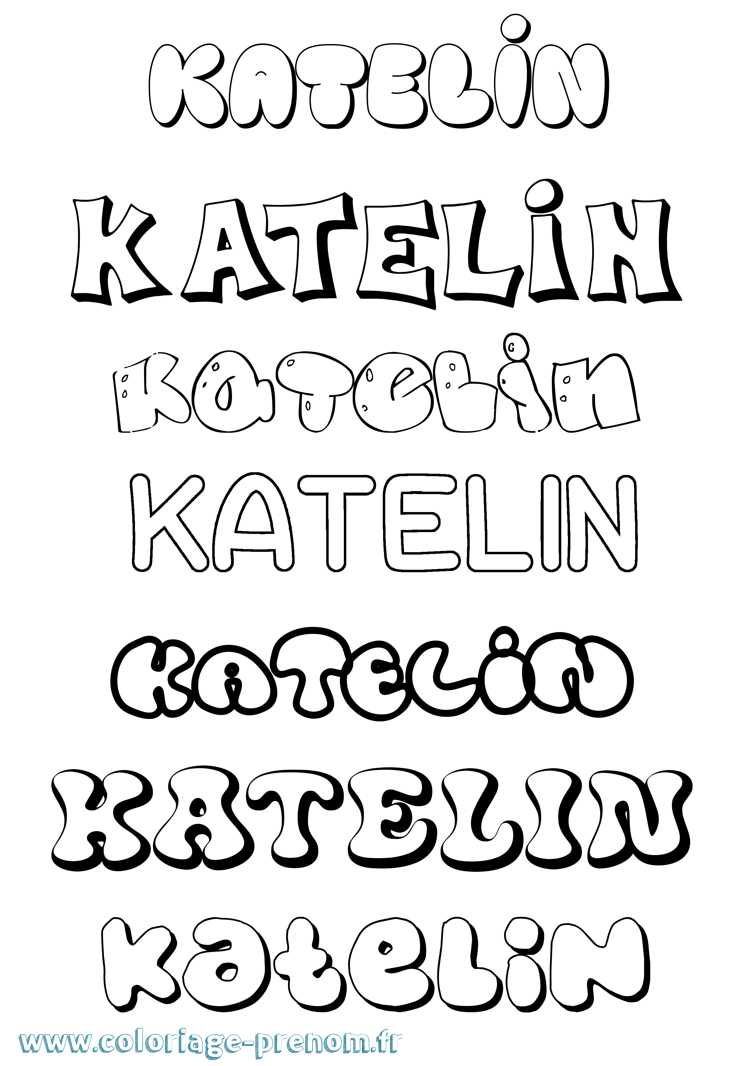 Coloriage Katelin Bubble Coloriage prénom Katelin Bubble