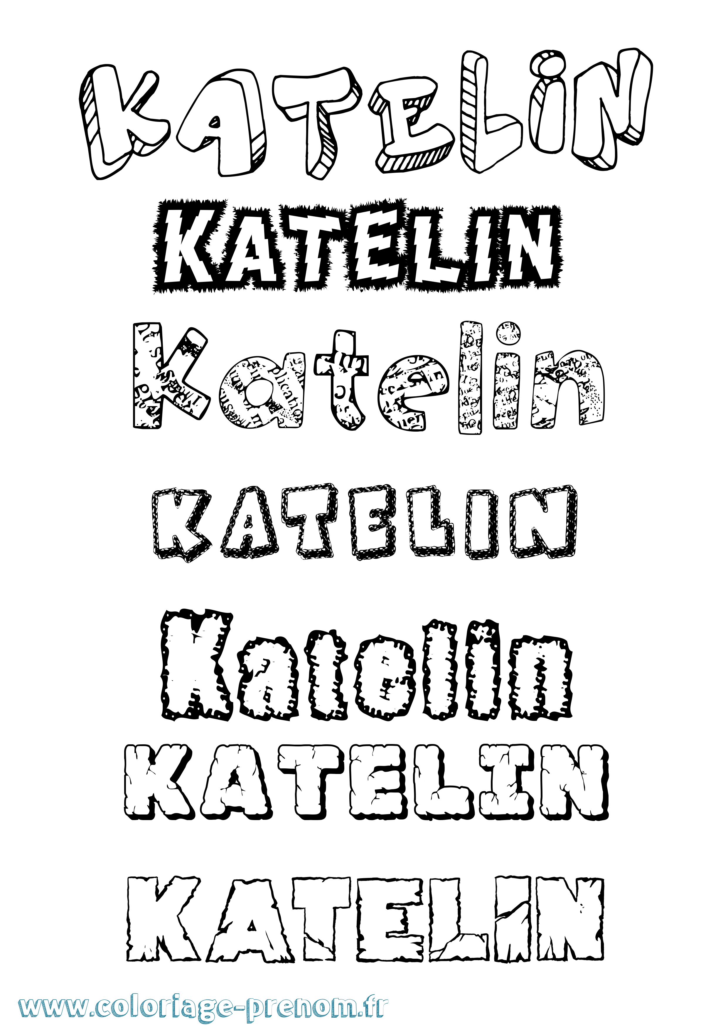 Coloriage Katelin Destructuré Coloriage prénom Katelin Destructuré