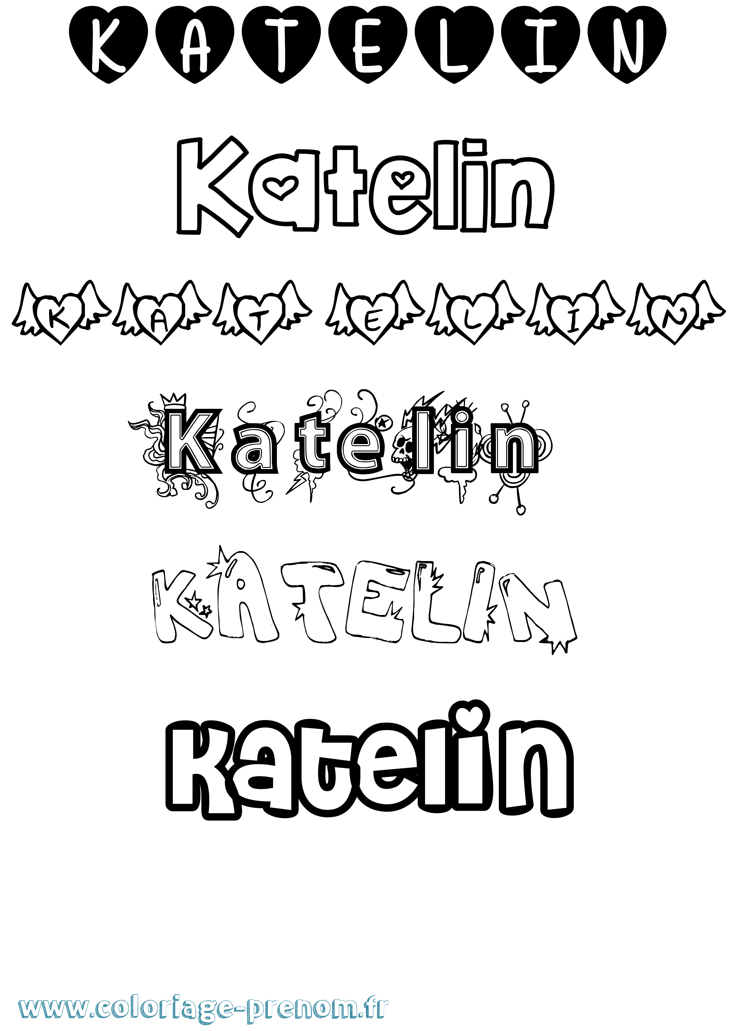 Coloriage Katelin Girly Coloriage prénom Katelin Girly