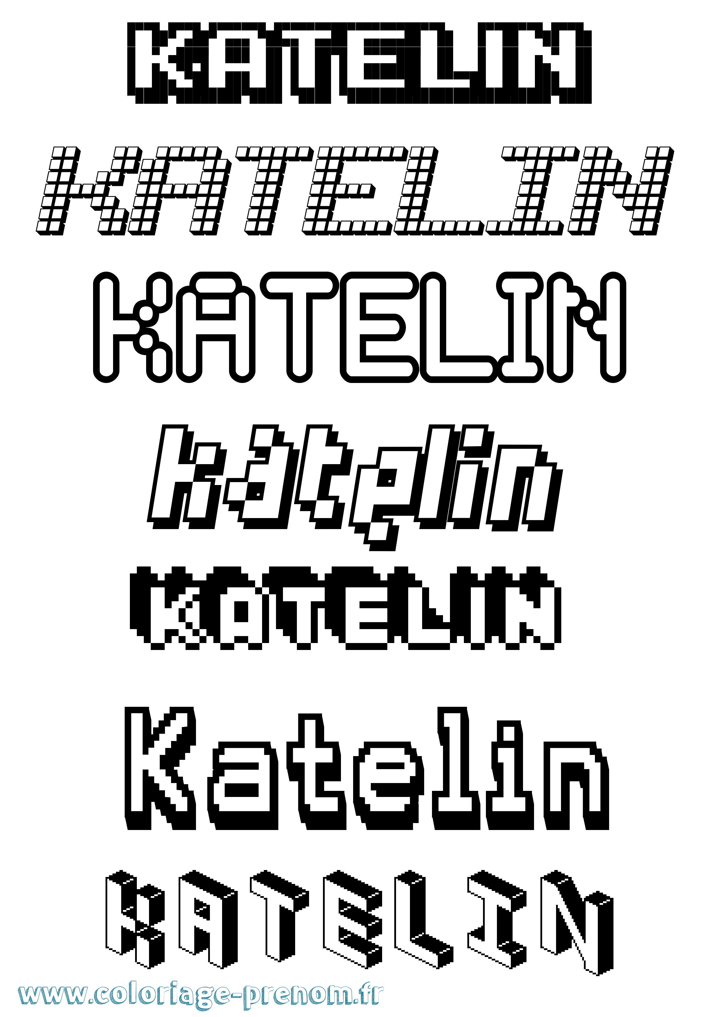 Coloriage Katelin Pixel Coloriage prénom Katelin Pixel