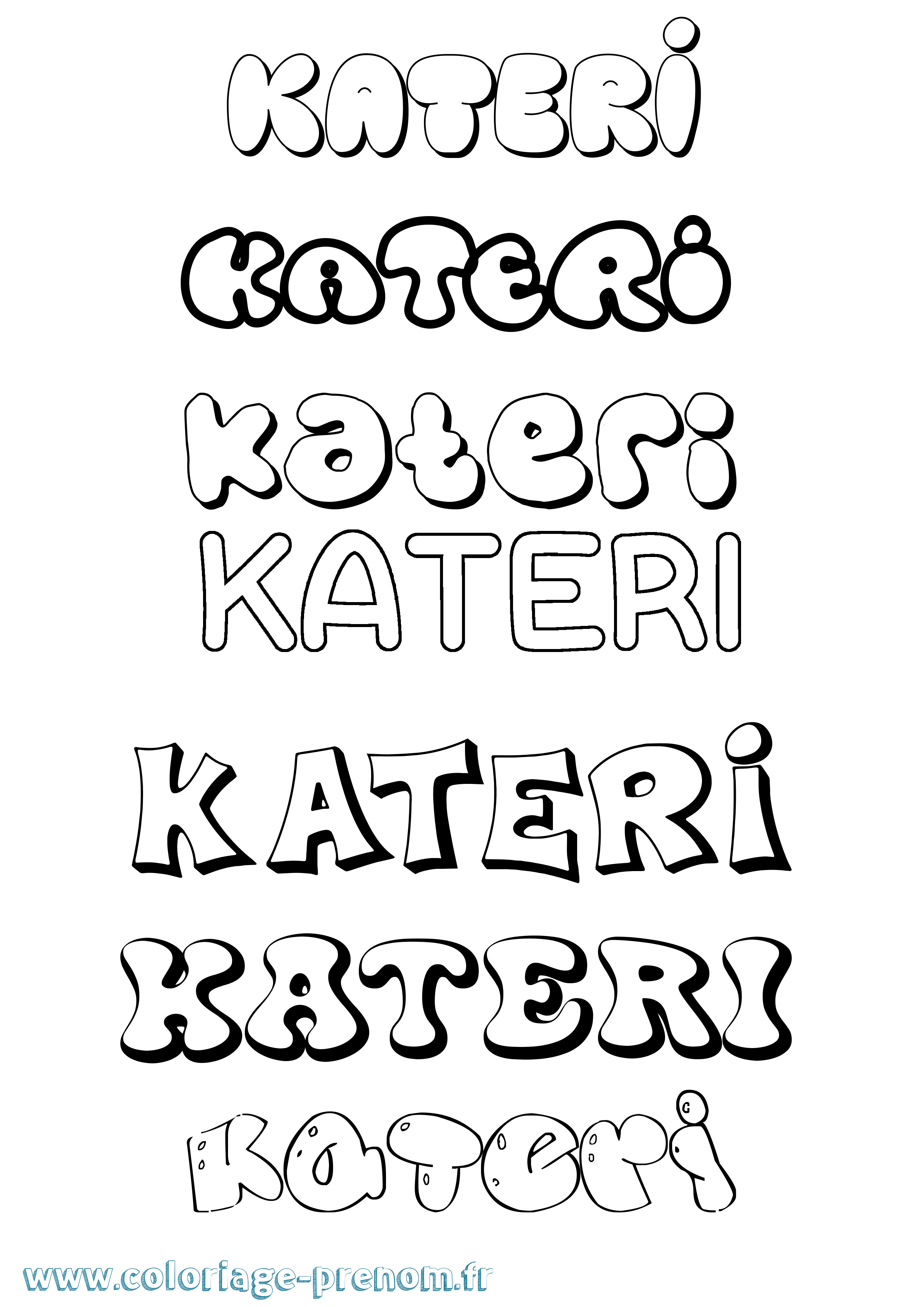 Coloriage Kateri Bubble Coloriage prénom Kateri Bubble
