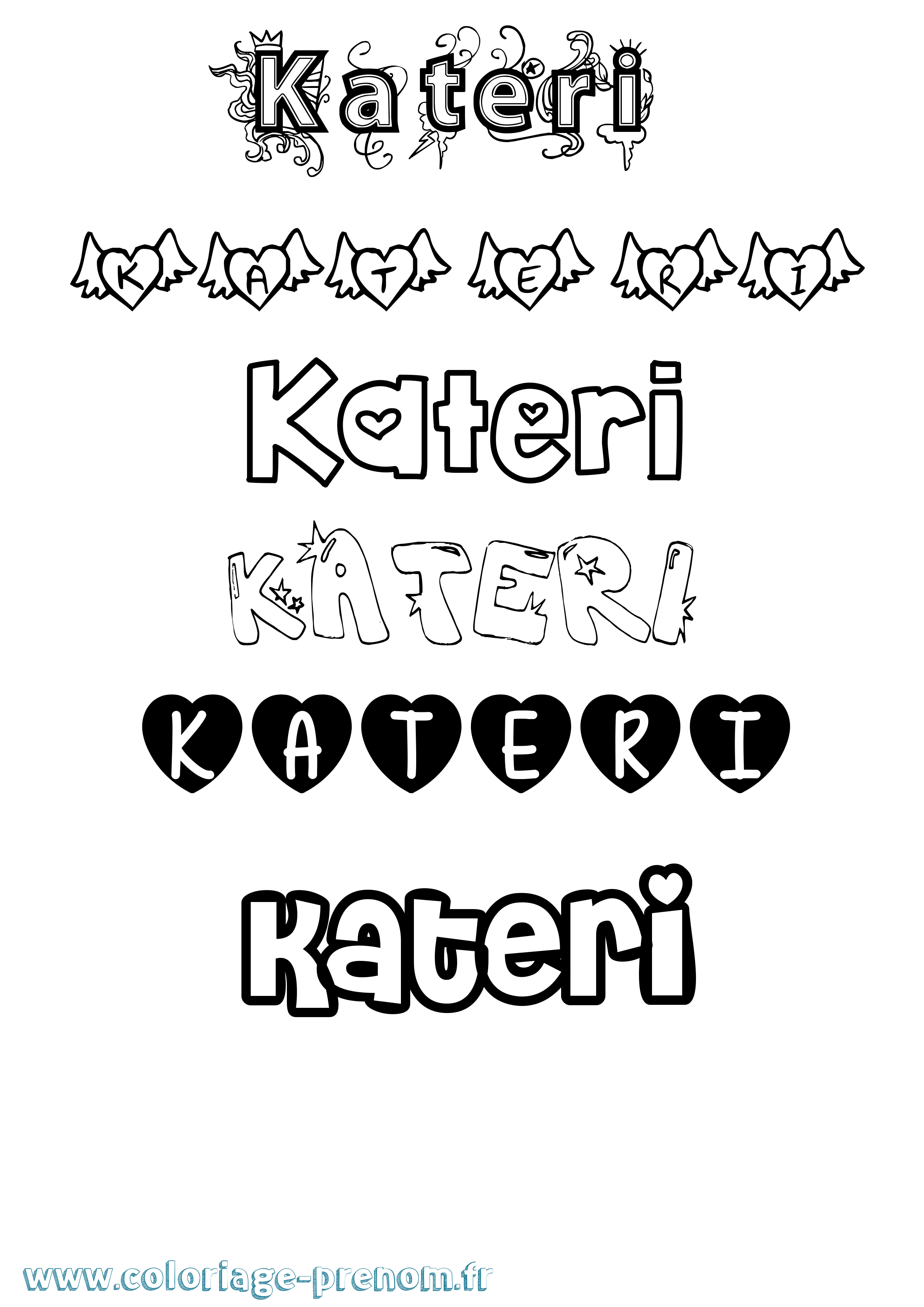 Coloriage Kateri Girly Coloriage prénom Kateri Girly