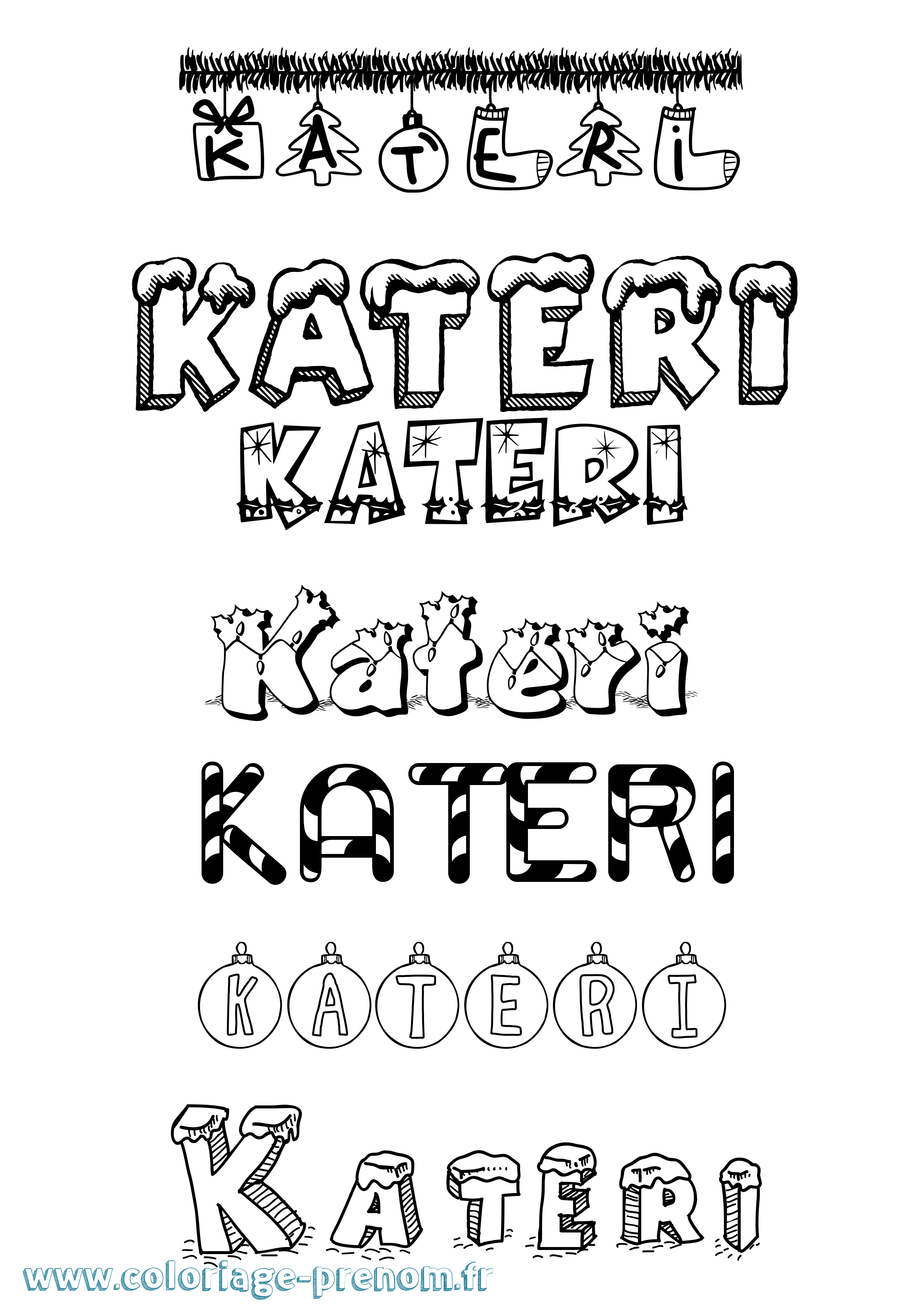 Coloriage Kateri Noël Coloriage prénom Kateri Noël