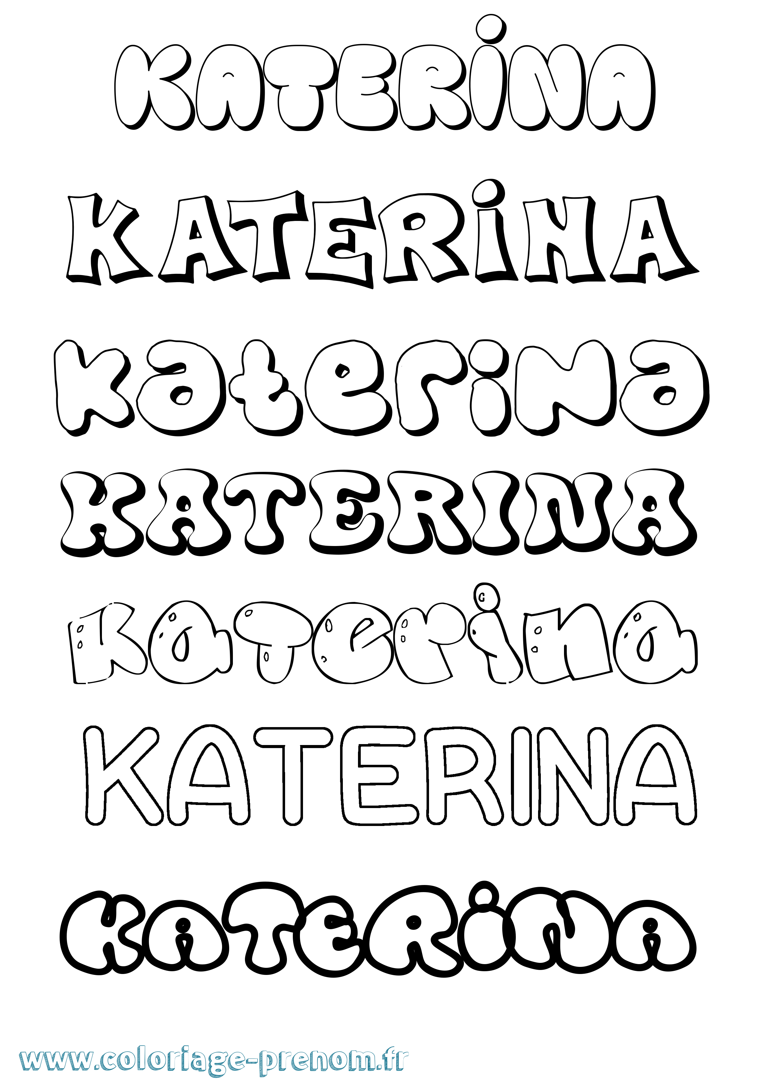 Coloriage Katerina Bubble Coloriage prénom Katerina Bubble
