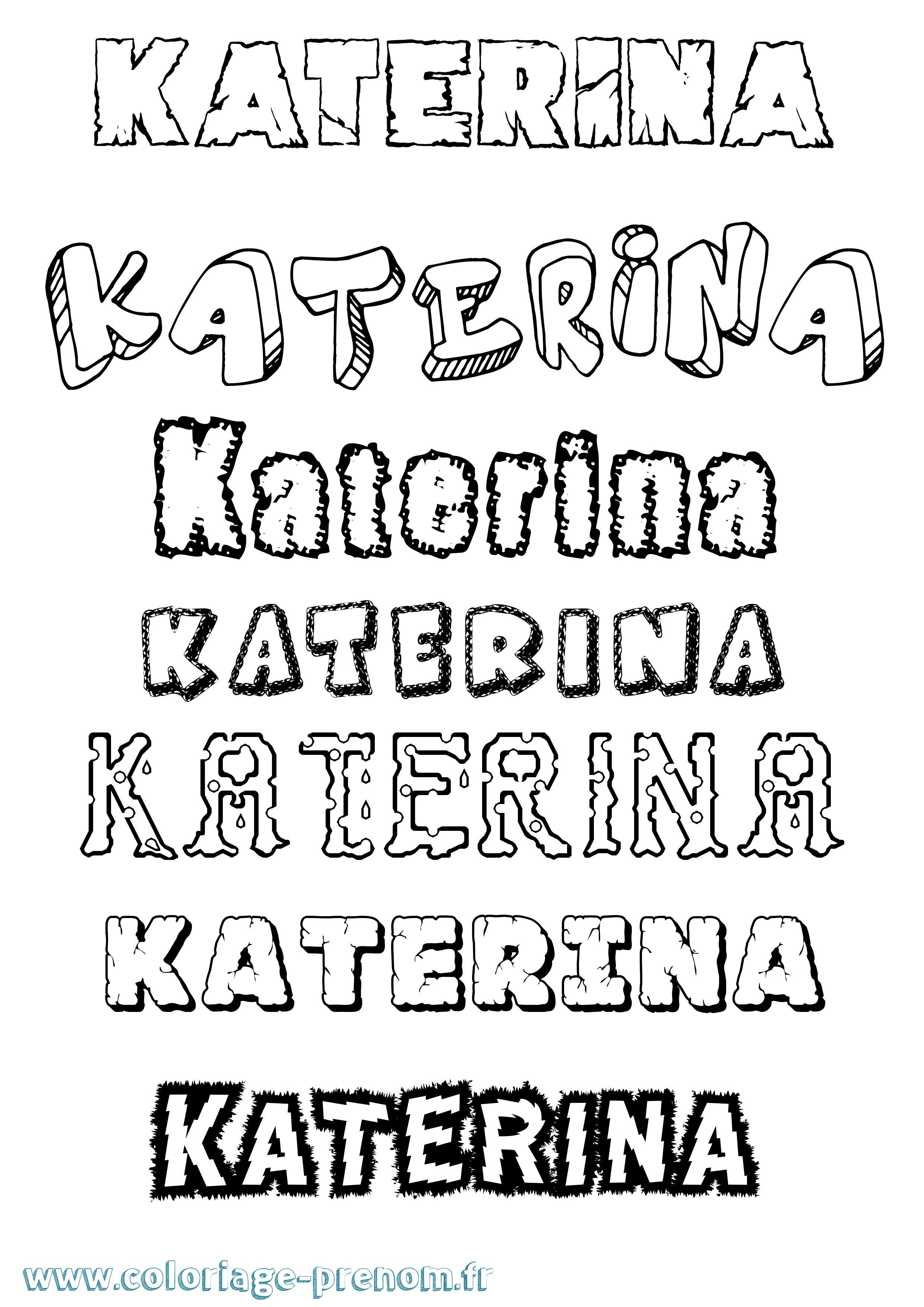 Coloriage Katerina Destructuré Coloriage prénom Katerina Destructuré