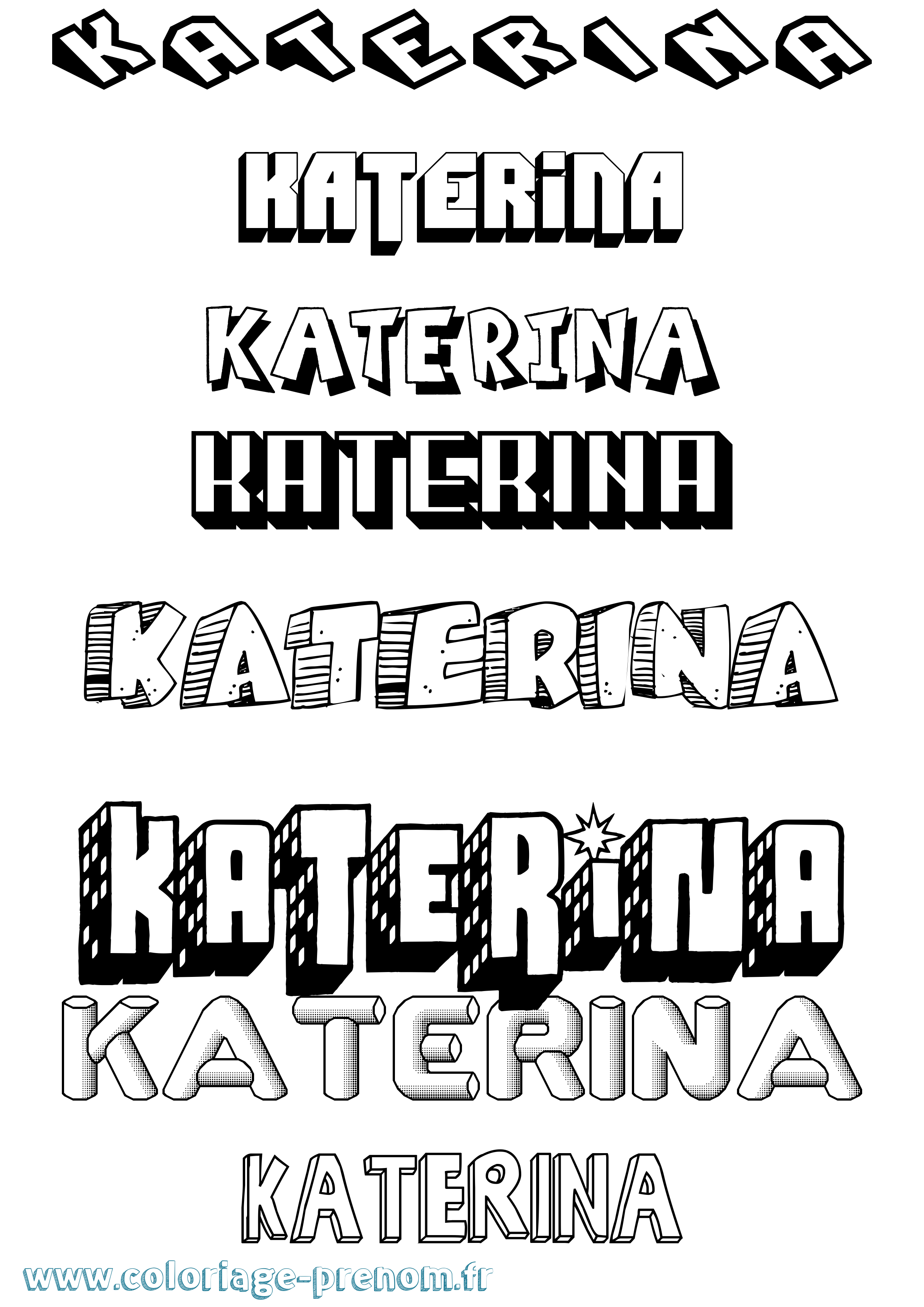 Coloriage Katerina Effet 3D Coloriage prénom Katerina Effet 3D