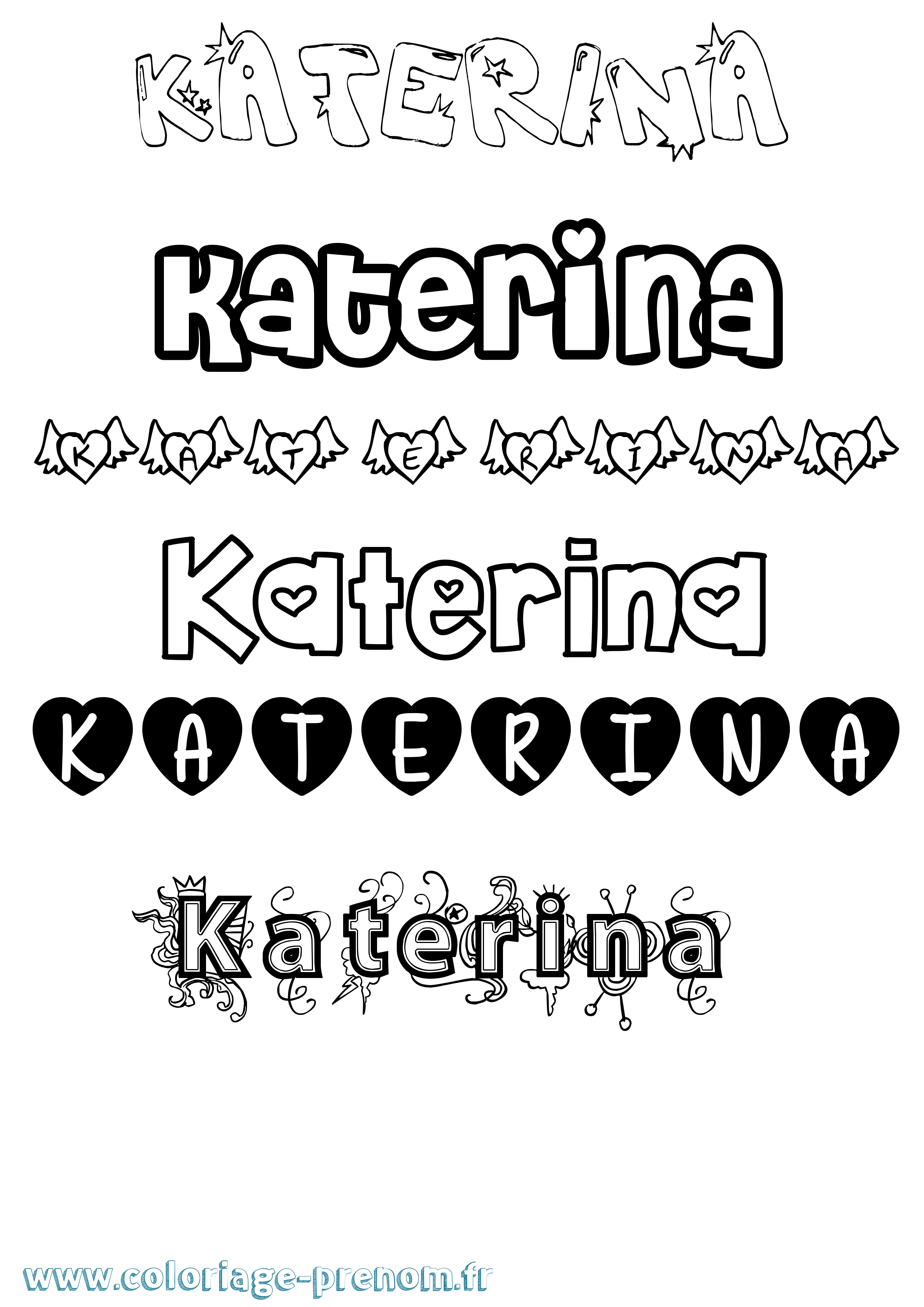 Coloriage Katerina Girly Coloriage prénom Katerina Girly