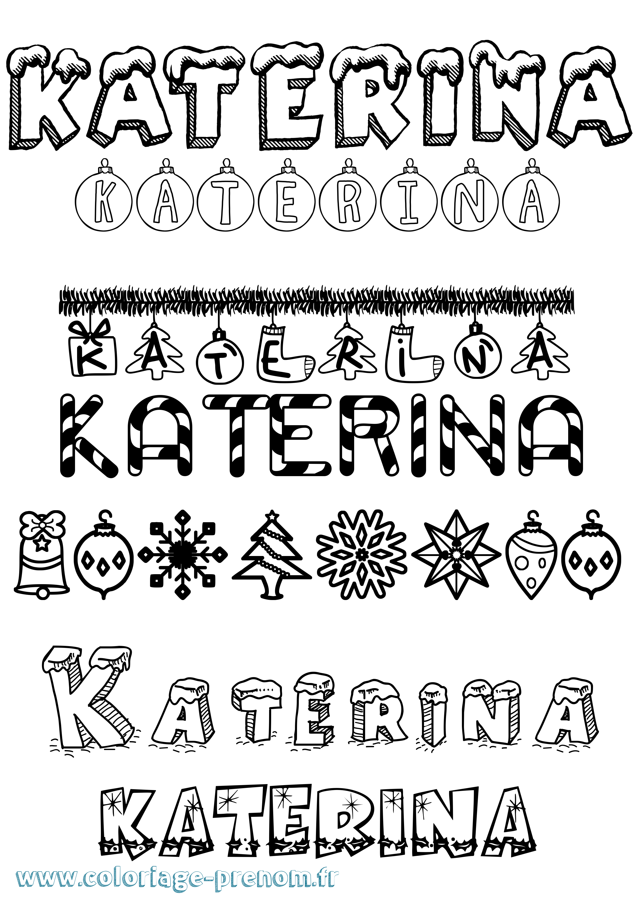 Coloriage Katerina Noël Coloriage prénom Katerina Noël