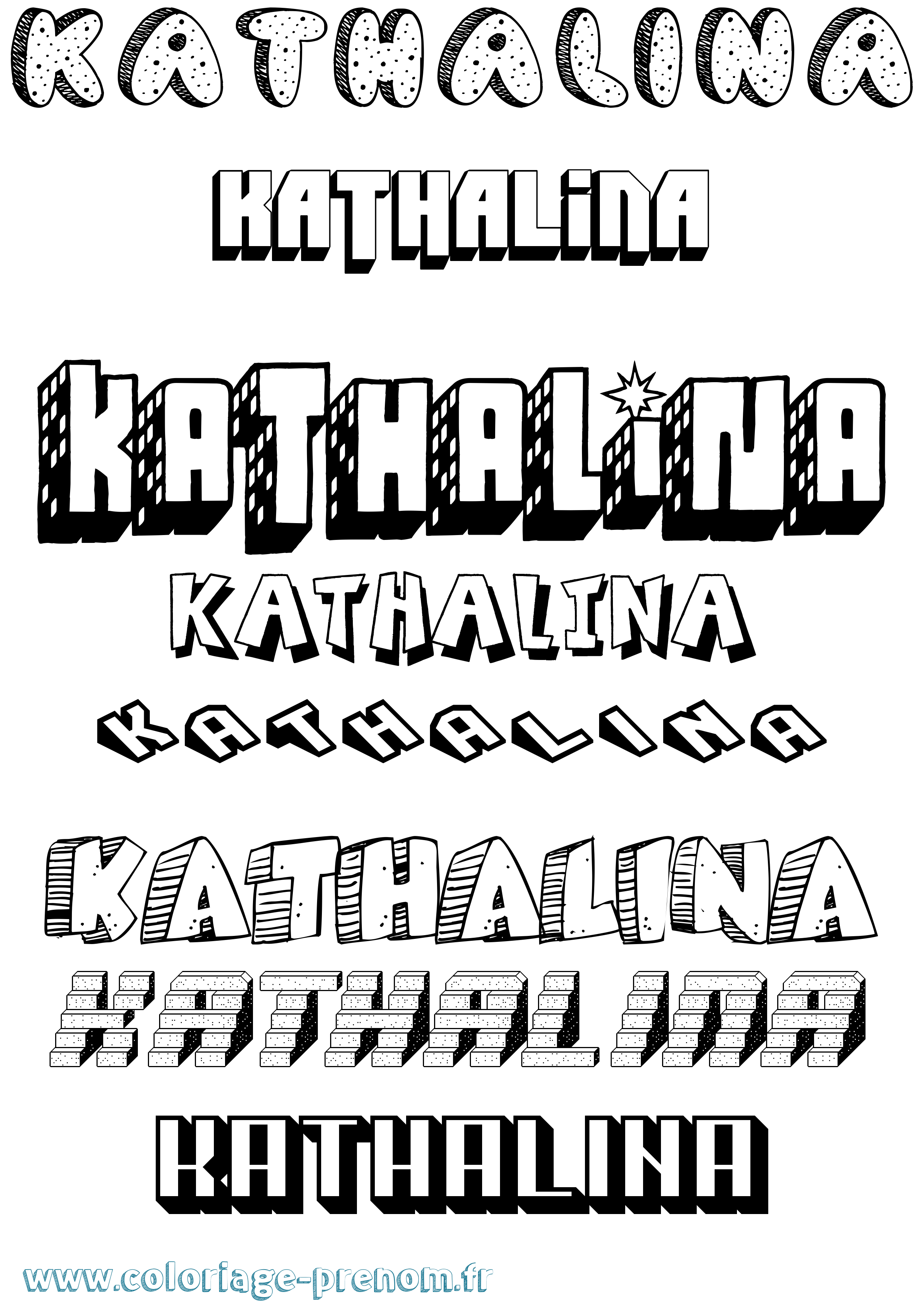 Coloriage Kathalina Effet 3D Coloriage prénom Kathalina Effet 3D