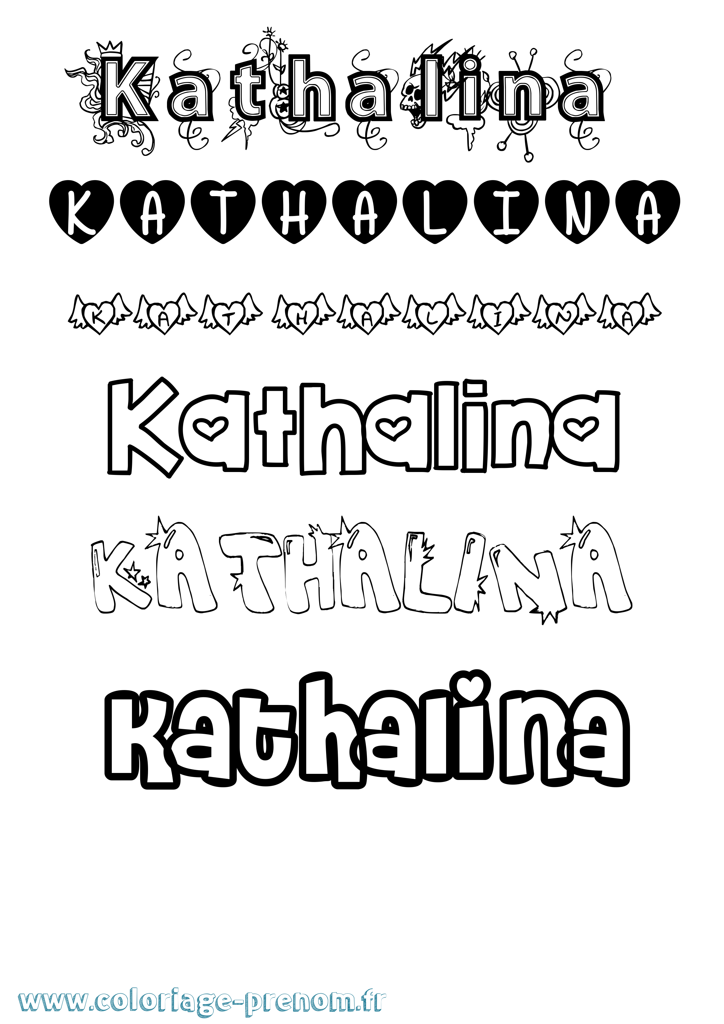 Coloriage Kathalina Girly Coloriage prénom Kathalina Girly