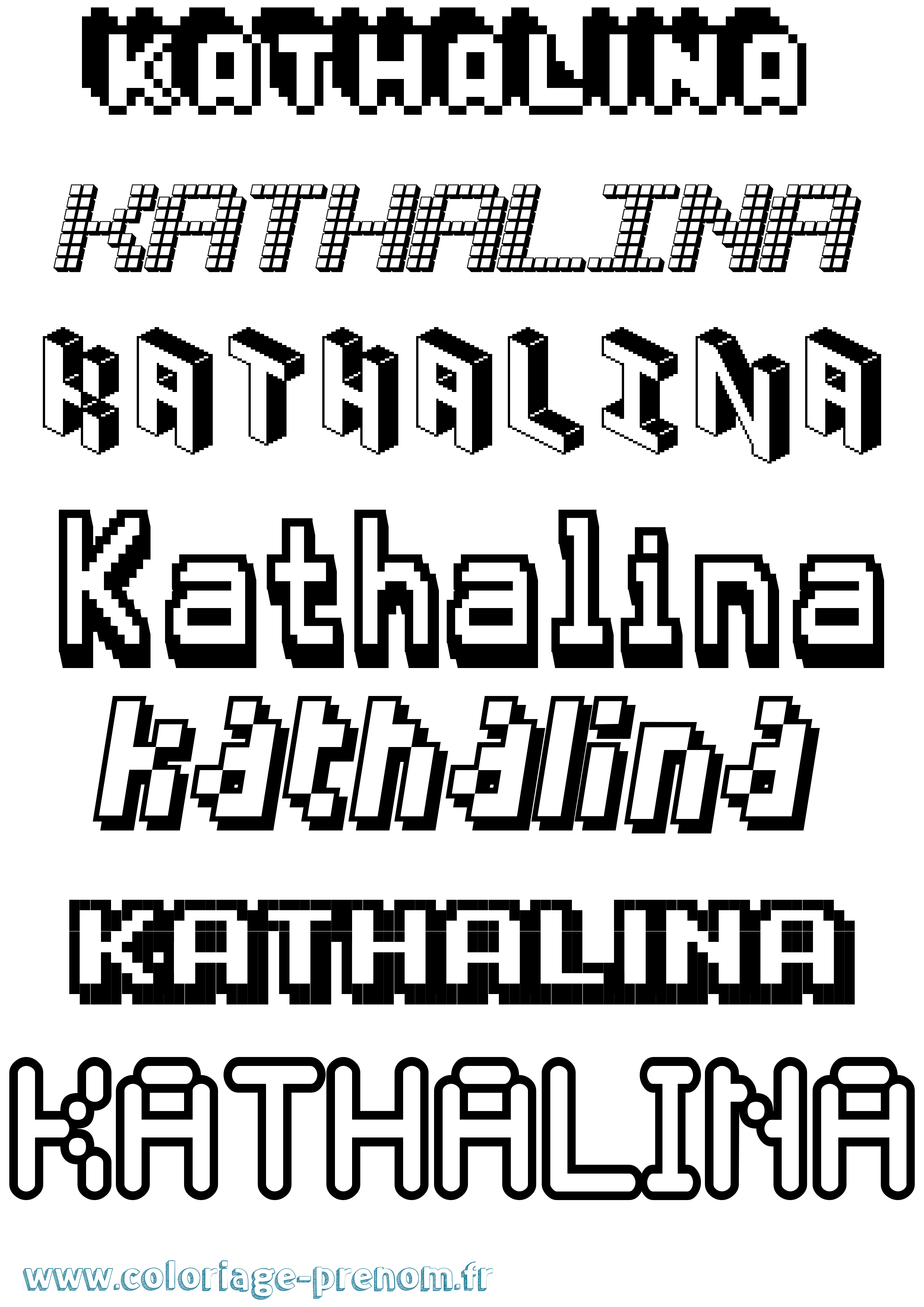 Coloriage Kathalina Pixel Coloriage prénom Kathalina Pixel