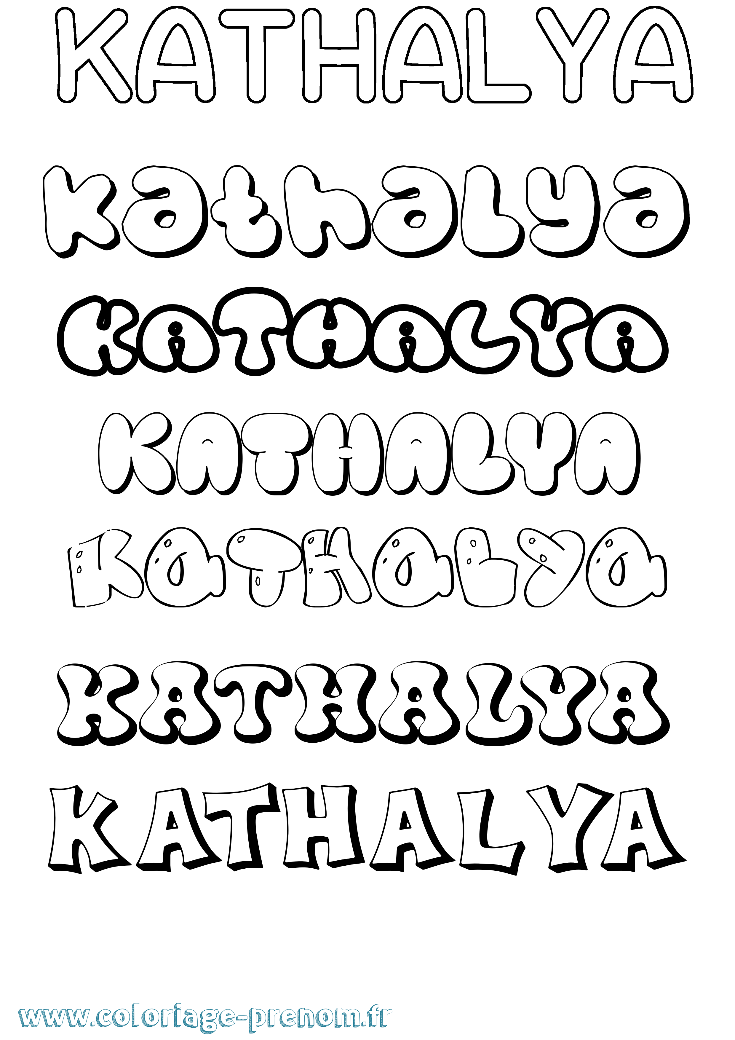 Coloriage Kathalya Bubble Coloriage prénom Kathalya Bubble