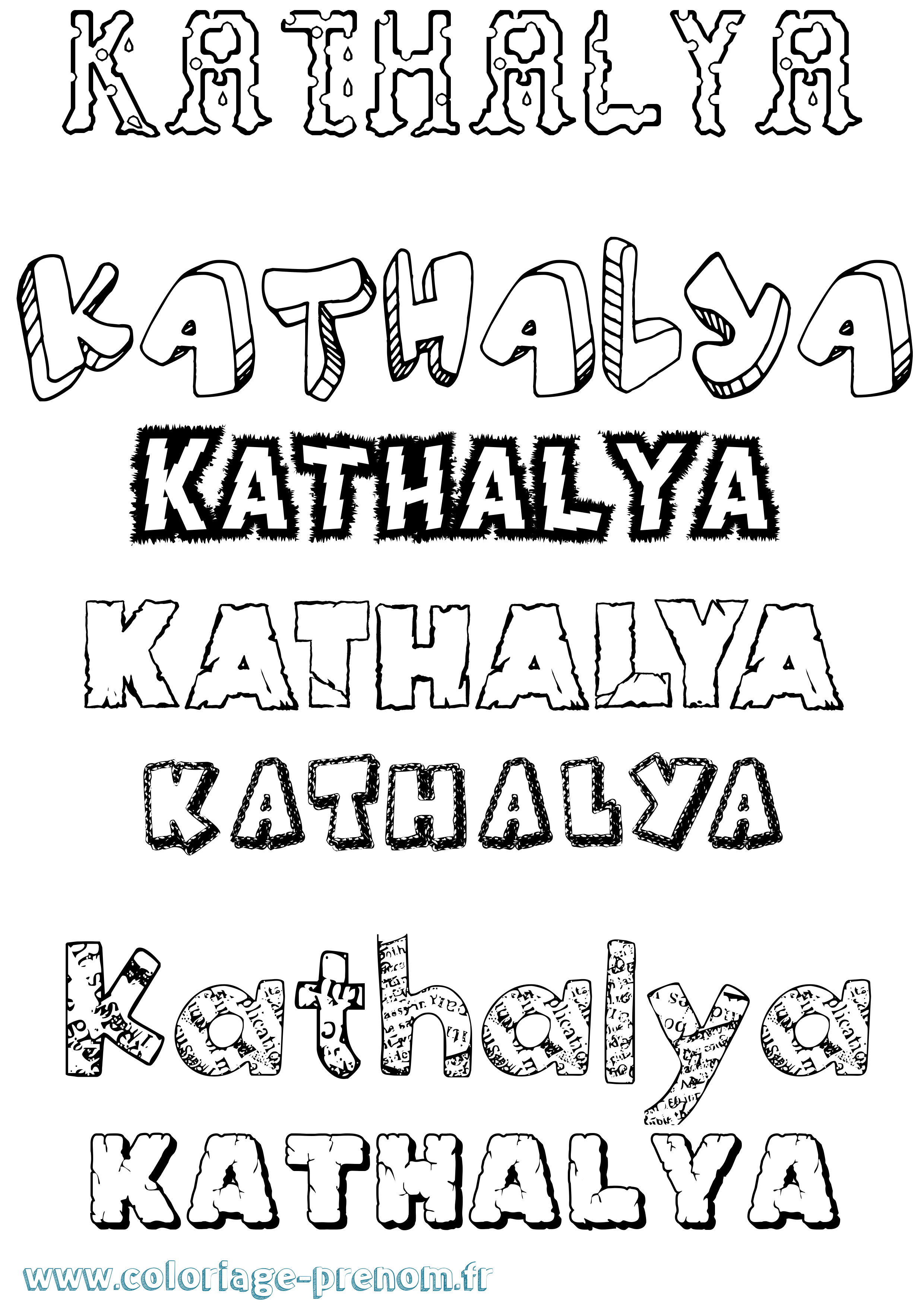 Coloriage Kathalya Destructuré Coloriage prénom Kathalya Destructuré
