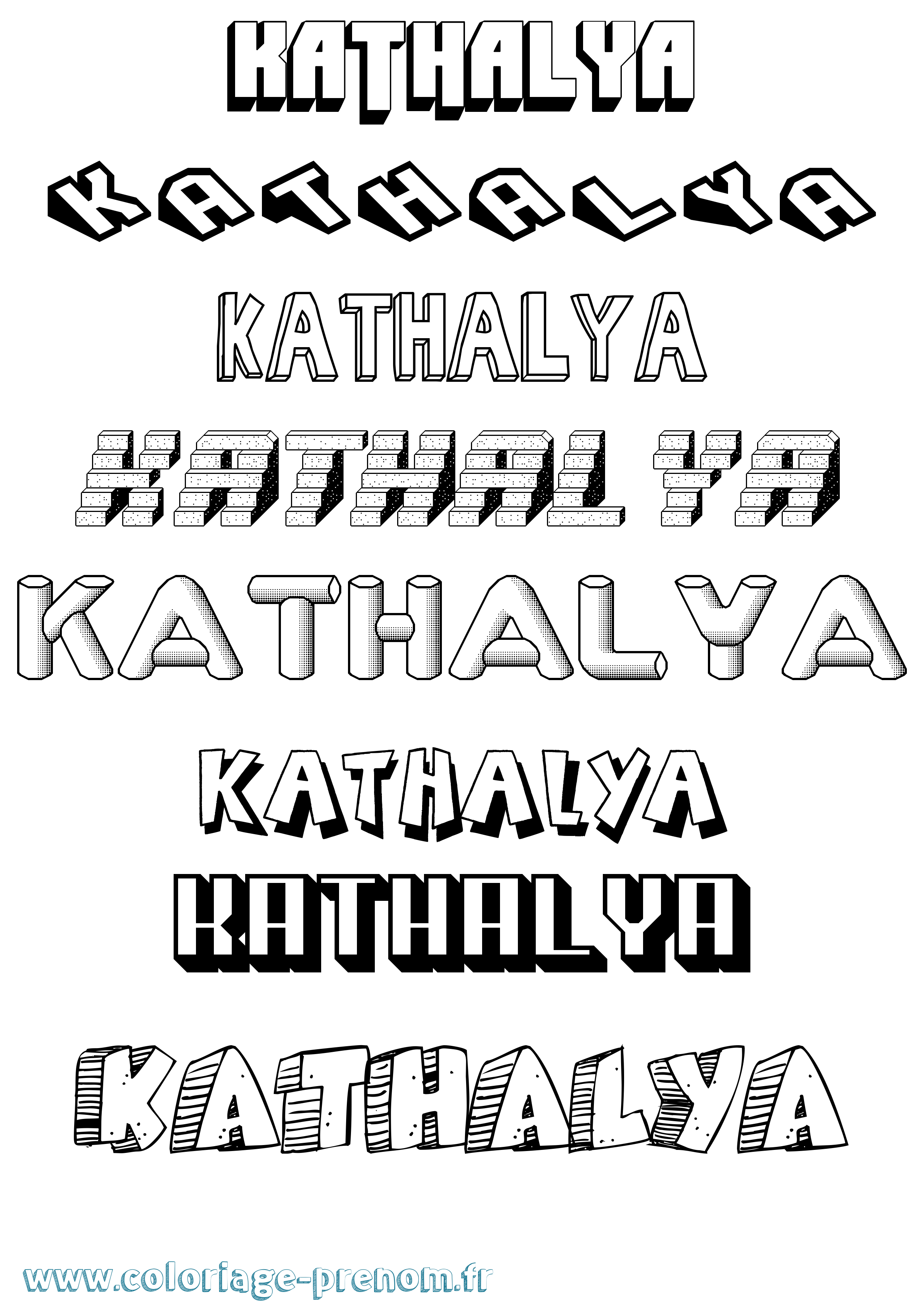 Coloriage Kathalya Effet 3D Coloriage prénom Kathalya Effet 3D