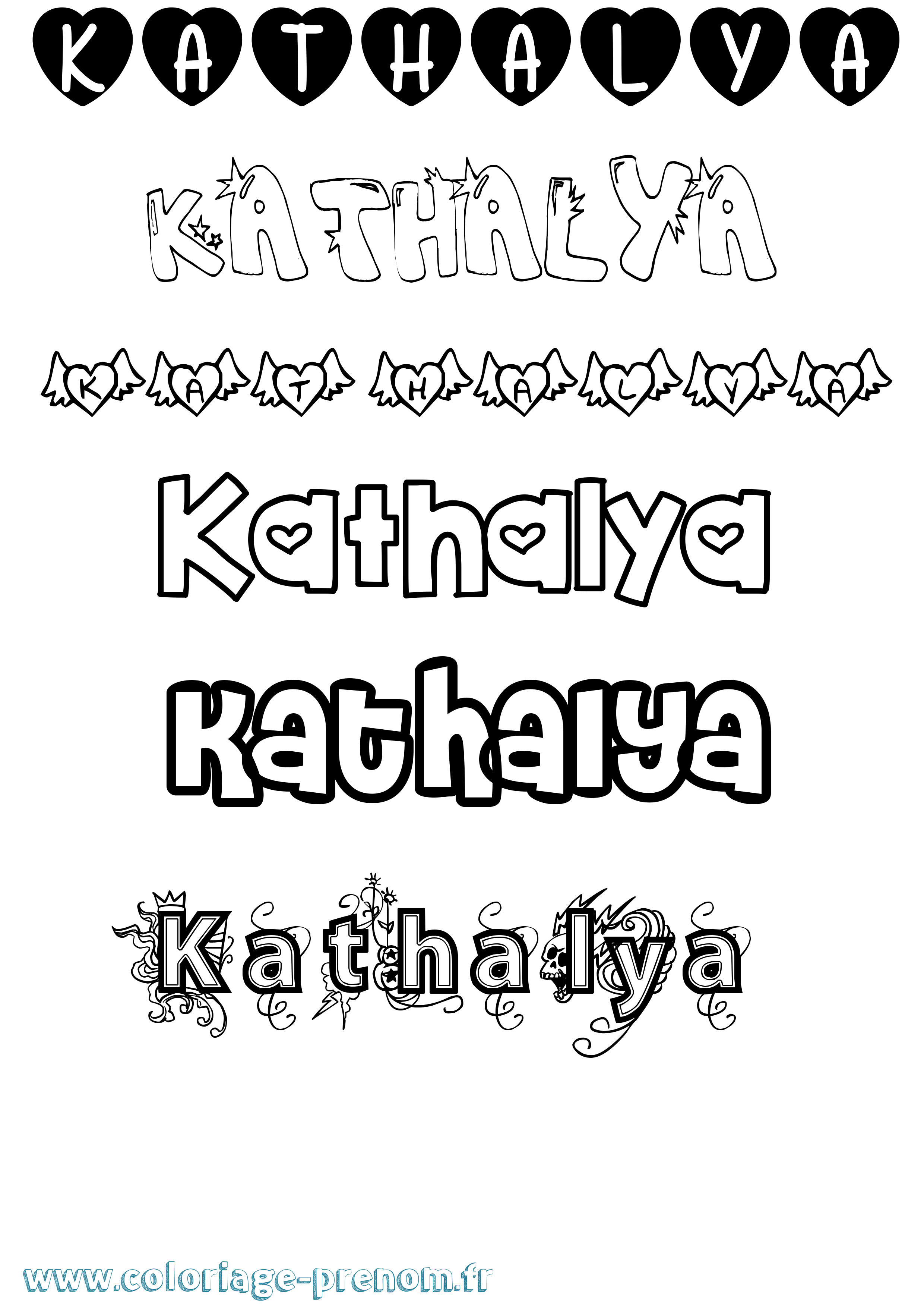 Coloriage Kathalya Girly Coloriage prénom Kathalya Girly