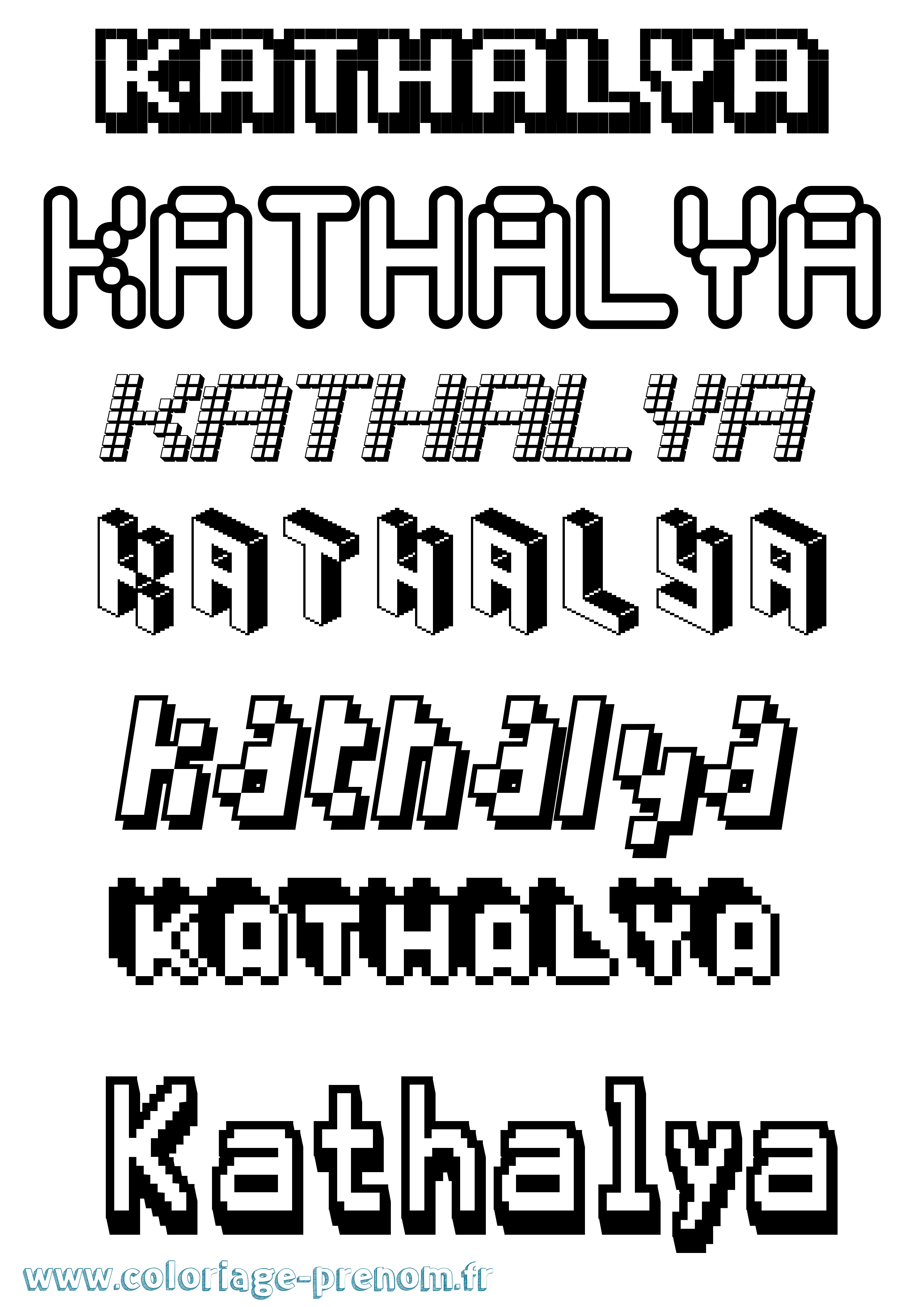 Coloriage Kathalya Pixel Coloriage prénom Kathalya Pixel