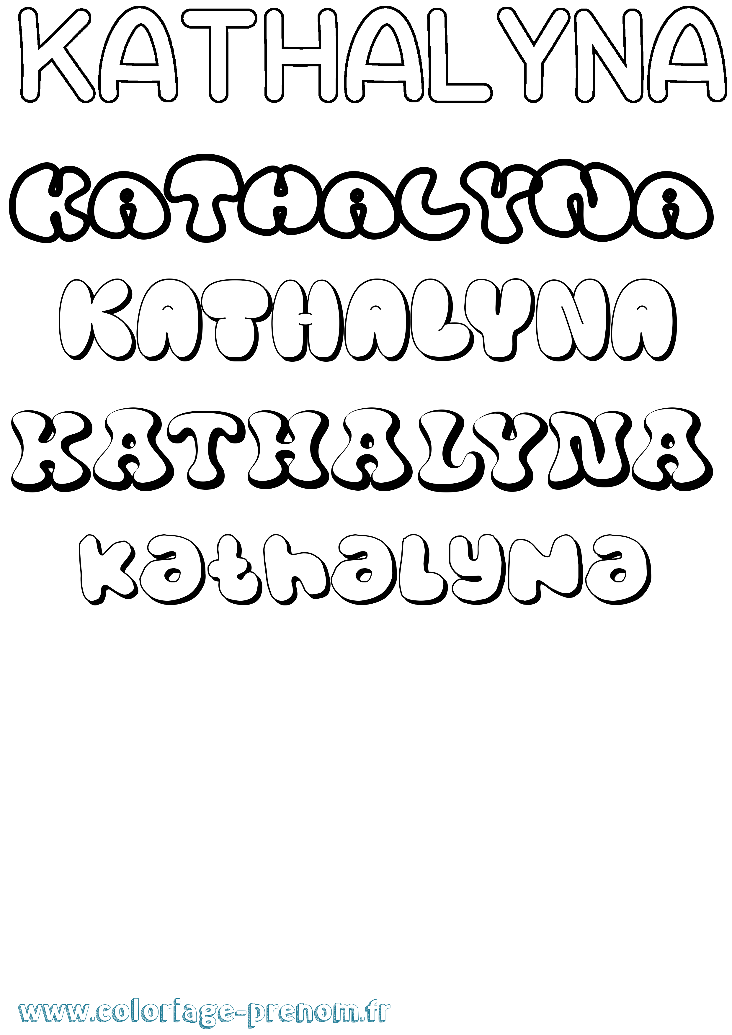 Coloriage Kathalyna Bubble Coloriage prénom Kathalyna Bubble