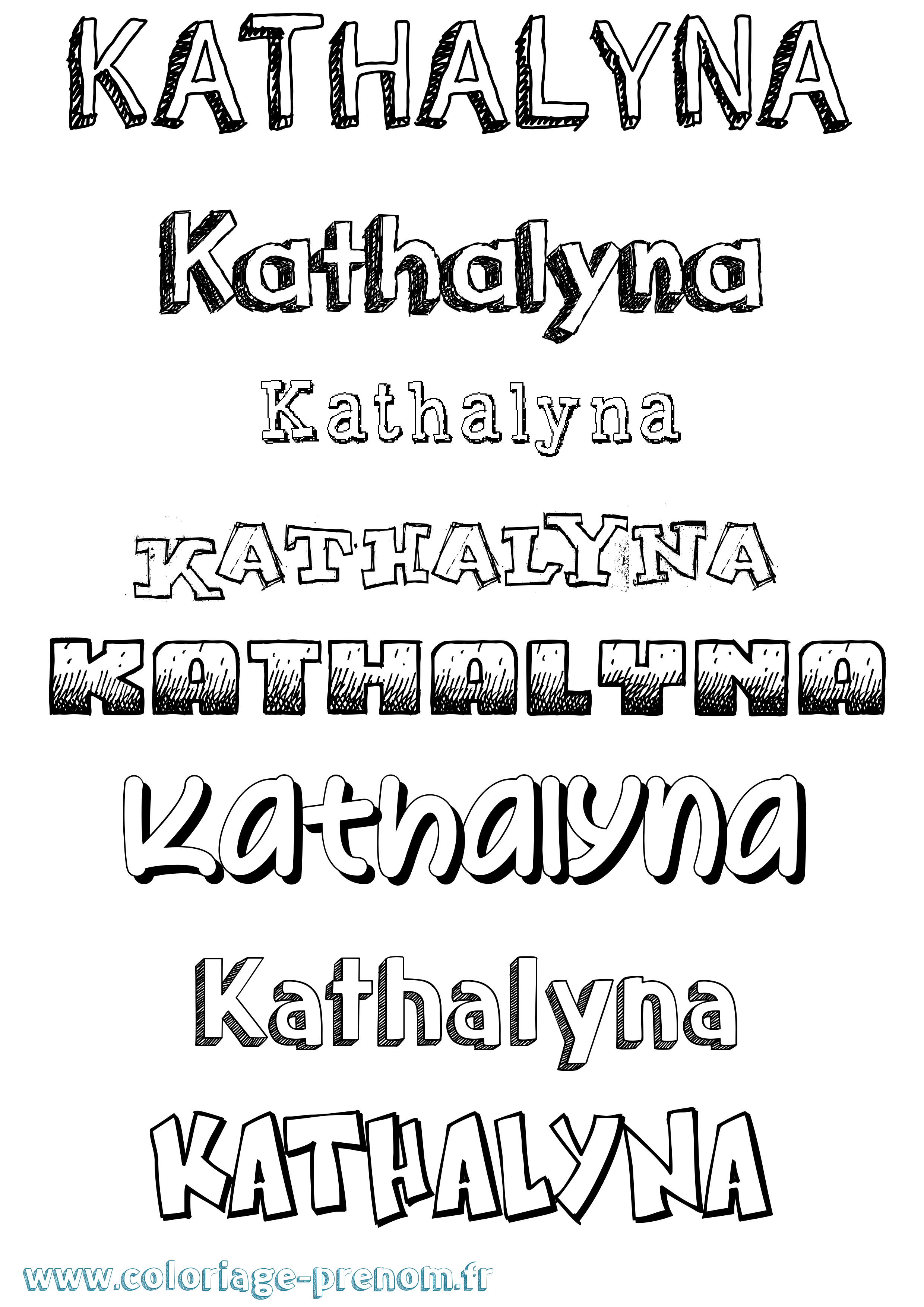 Coloriage Kathalyna Dessiné Coloriage prénom Kathalyna Dessiné