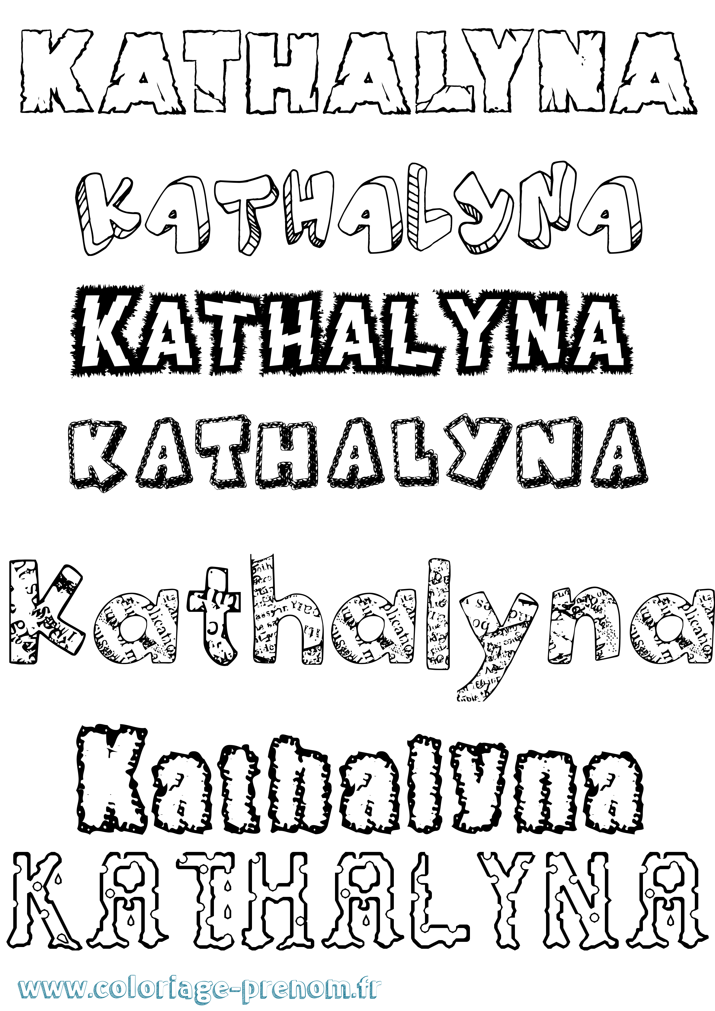 Coloriage Kathalyna Destructuré Coloriage prénom Kathalyna Destructuré