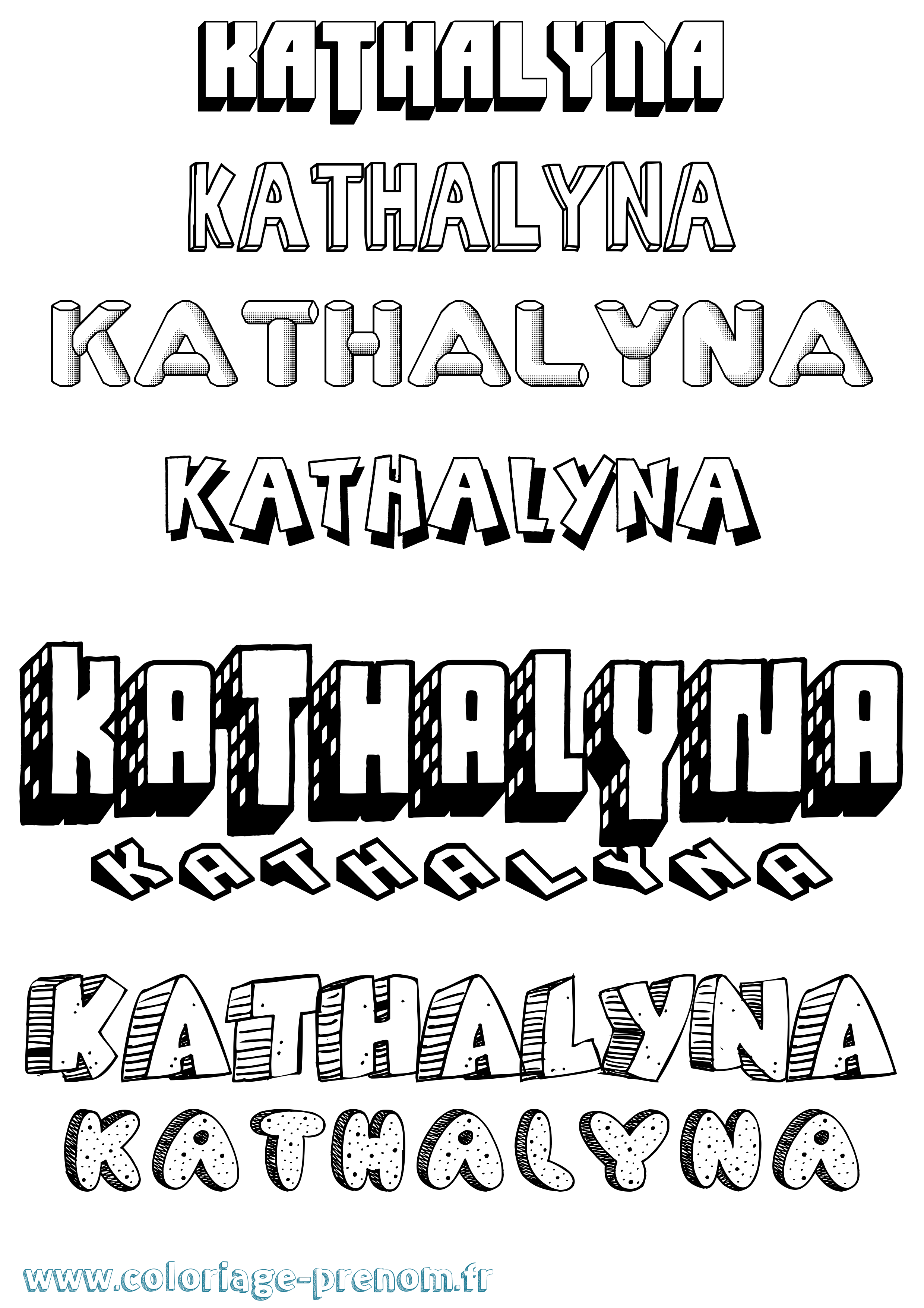 Coloriage Kathalyna Effet 3D Coloriage prénom Kathalyna Effet 3D