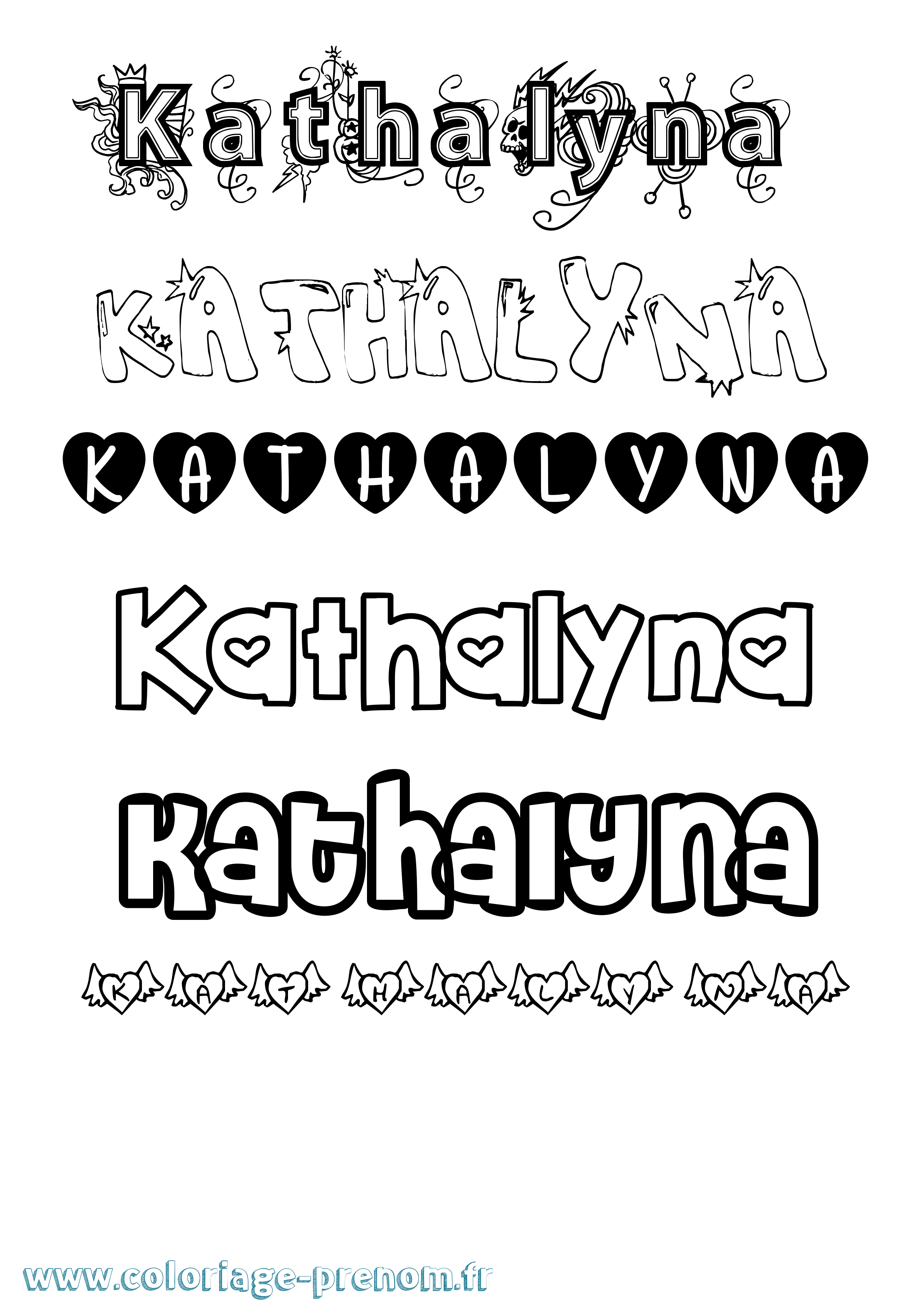 Coloriage Kathalyna Girly Coloriage prénom Kathalyna Girly