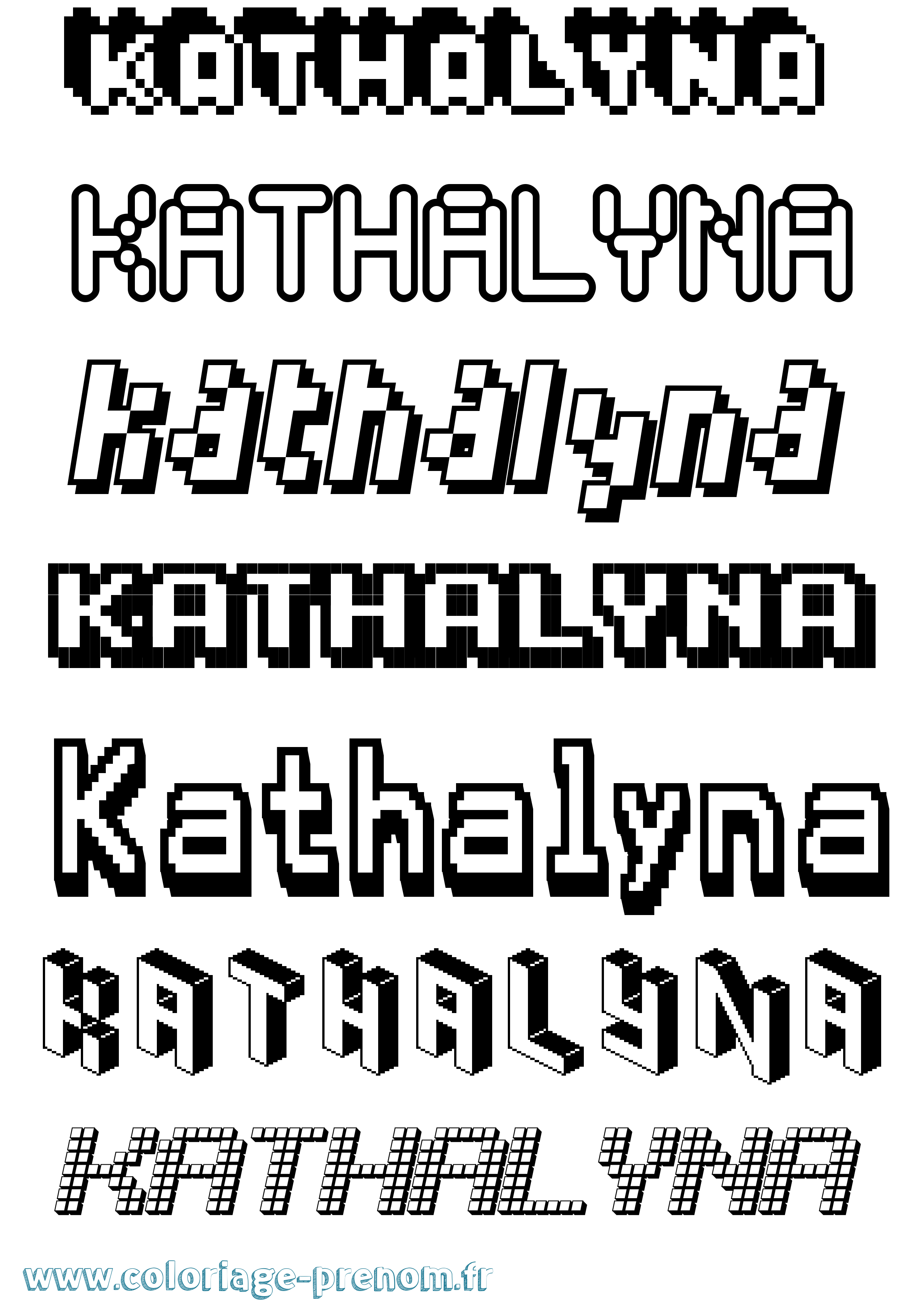 Coloriage Kathalyna Pixel Coloriage prénom Kathalyna Pixel