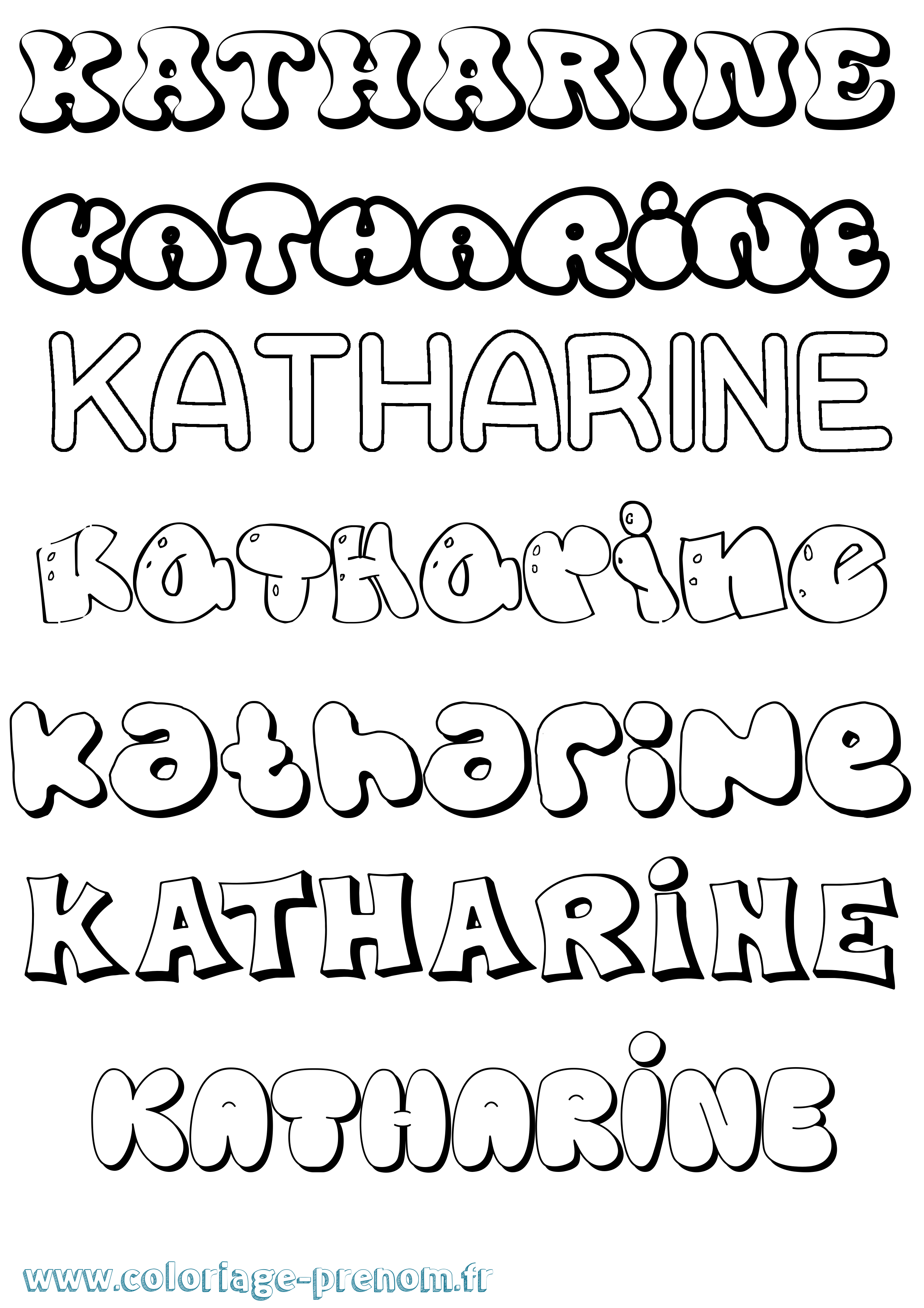 Coloriage Katharine Bubble Coloriage prénom Katharine Bubble