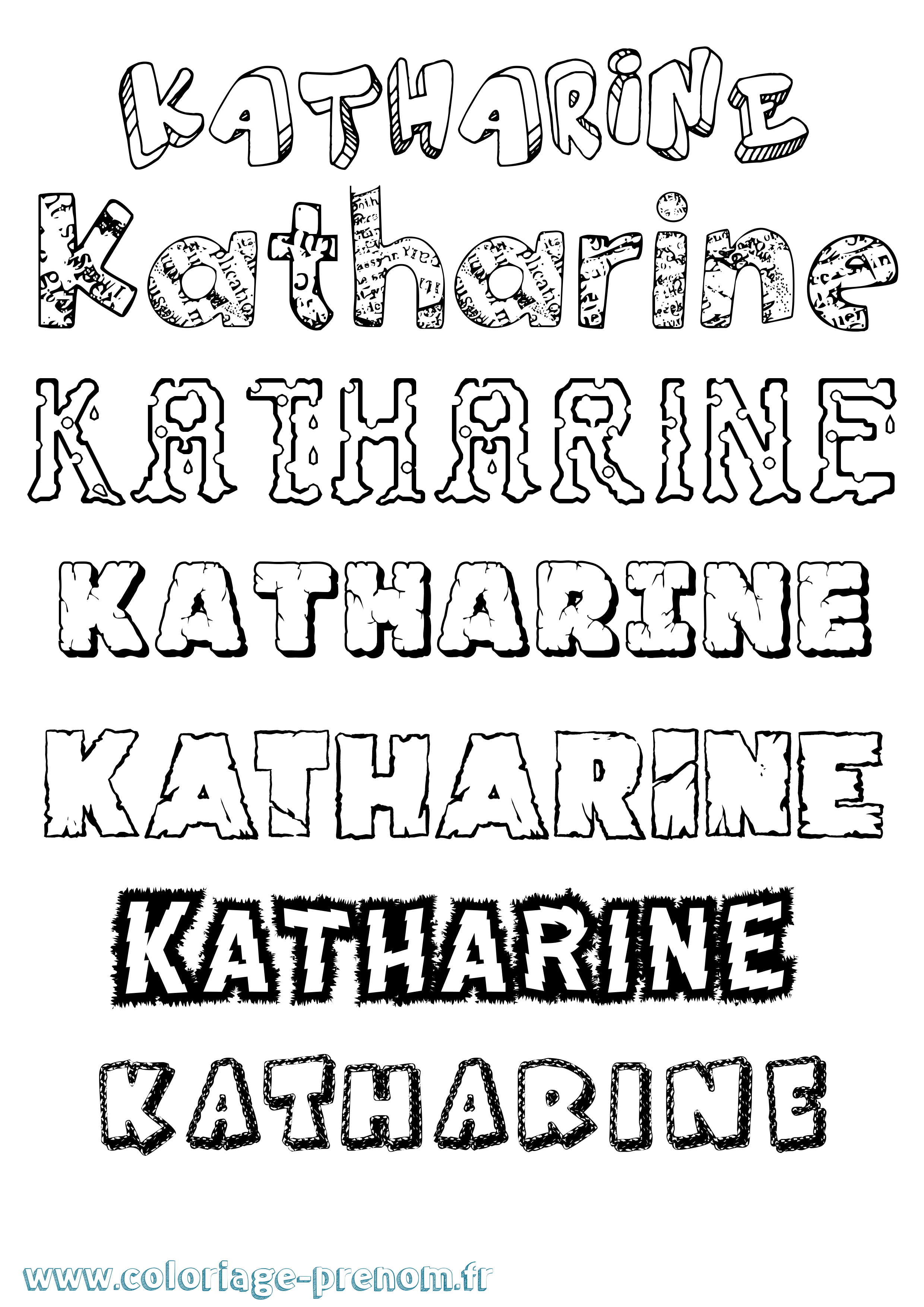 Coloriage Katharine Destructuré Coloriage prénom Katharine Destructuré