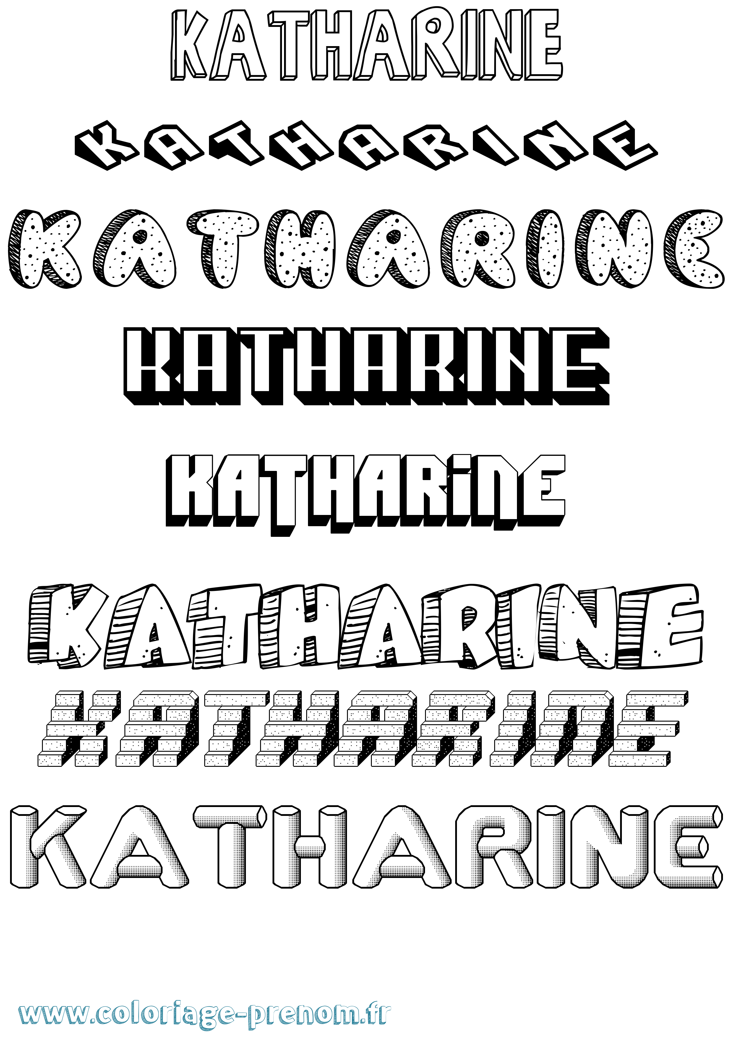 Coloriage Katharine Effet 3D Coloriage prénom Katharine Effet 3D