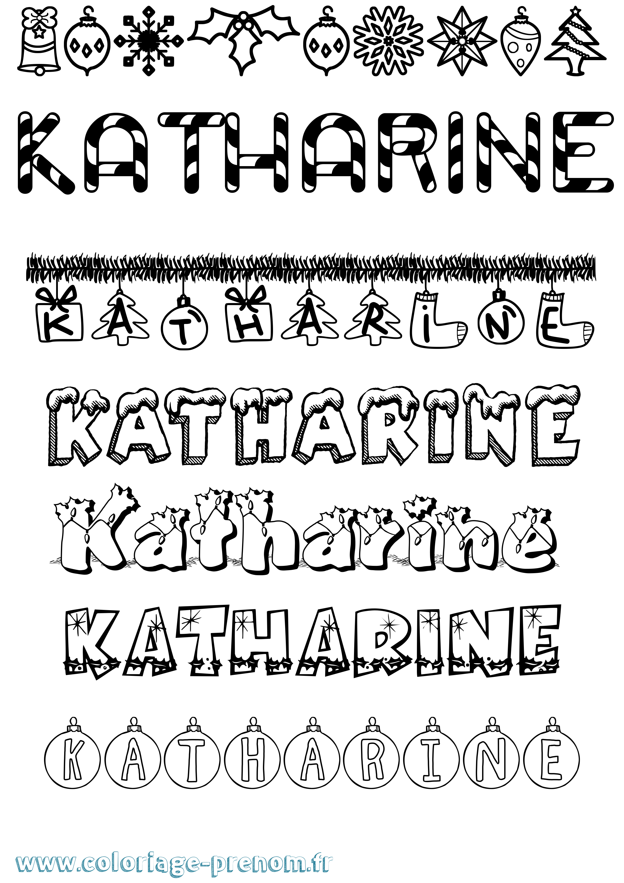 Coloriage Katharine Noël Coloriage prénom Katharine Noël