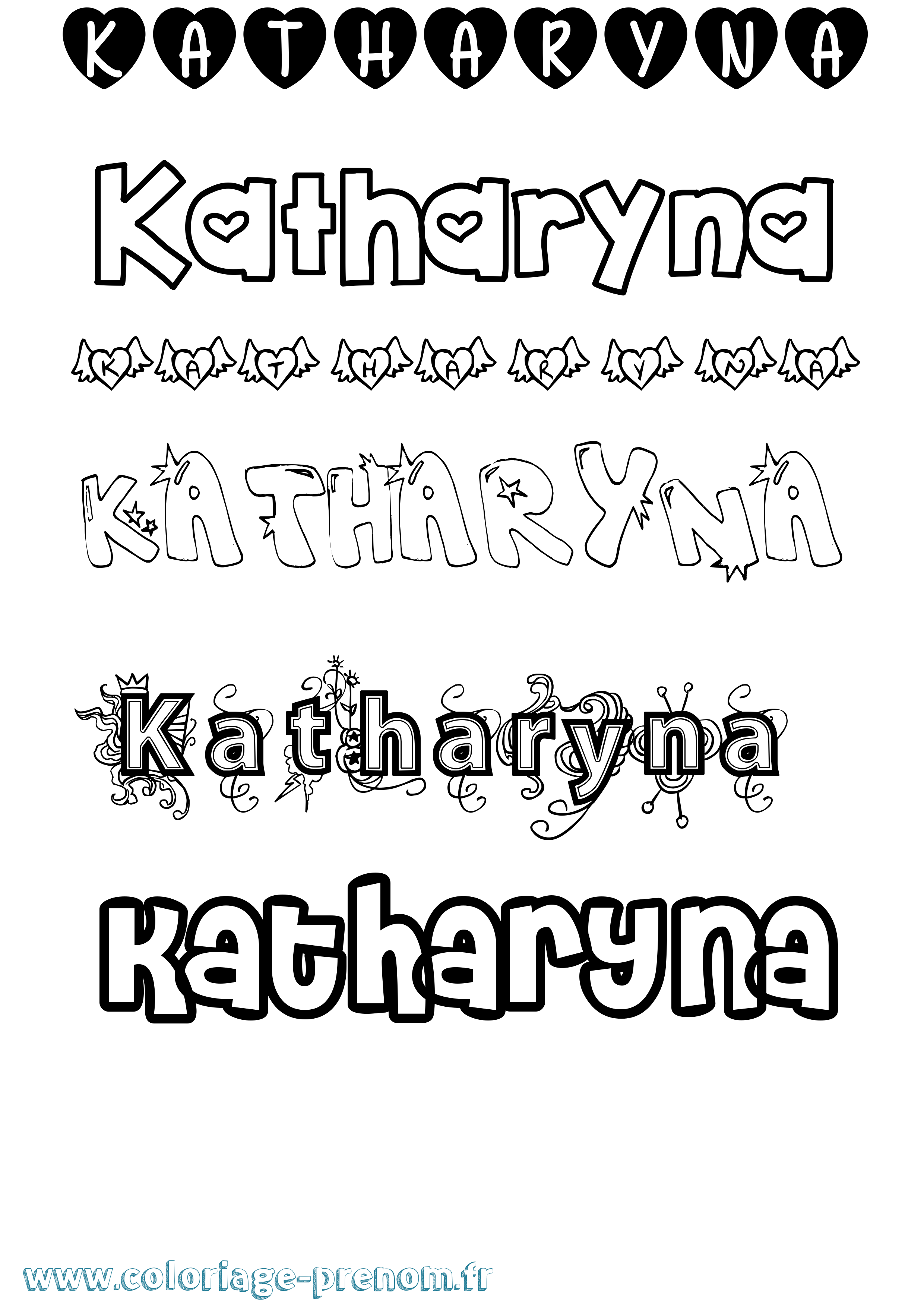 Coloriage Katharyna Girly Coloriage prénom Katharyna Girly