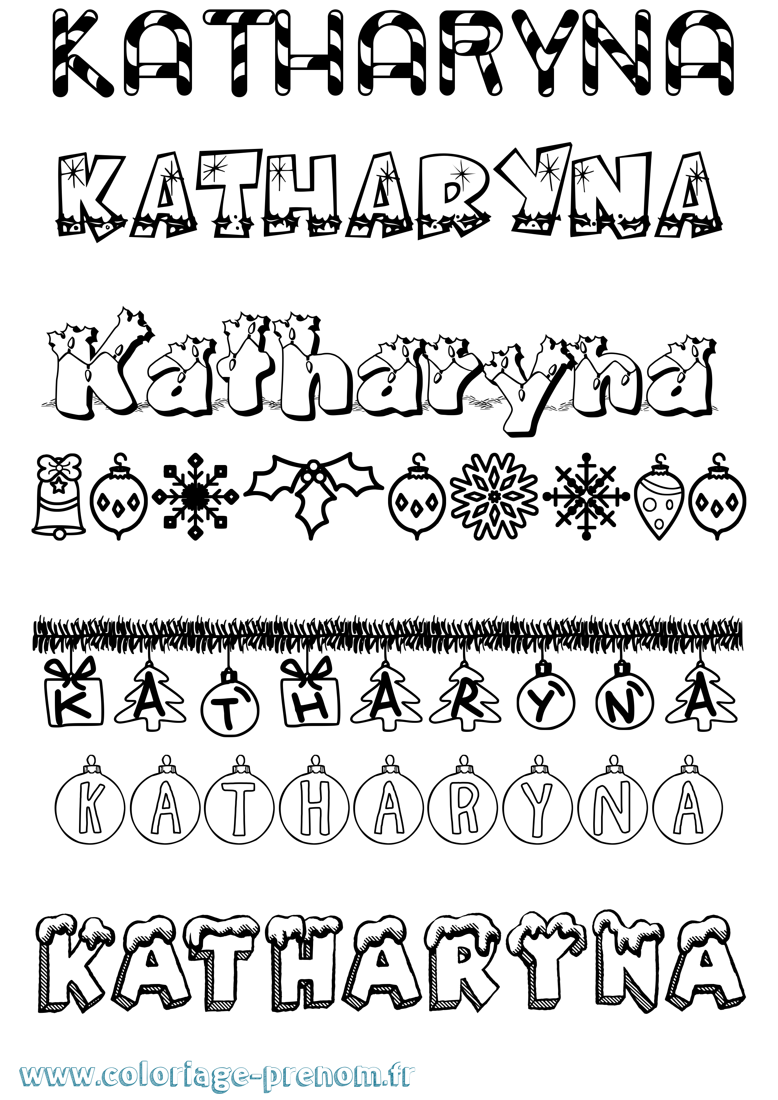 Coloriage Katharyna Noël Coloriage prénom Katharyna Noël