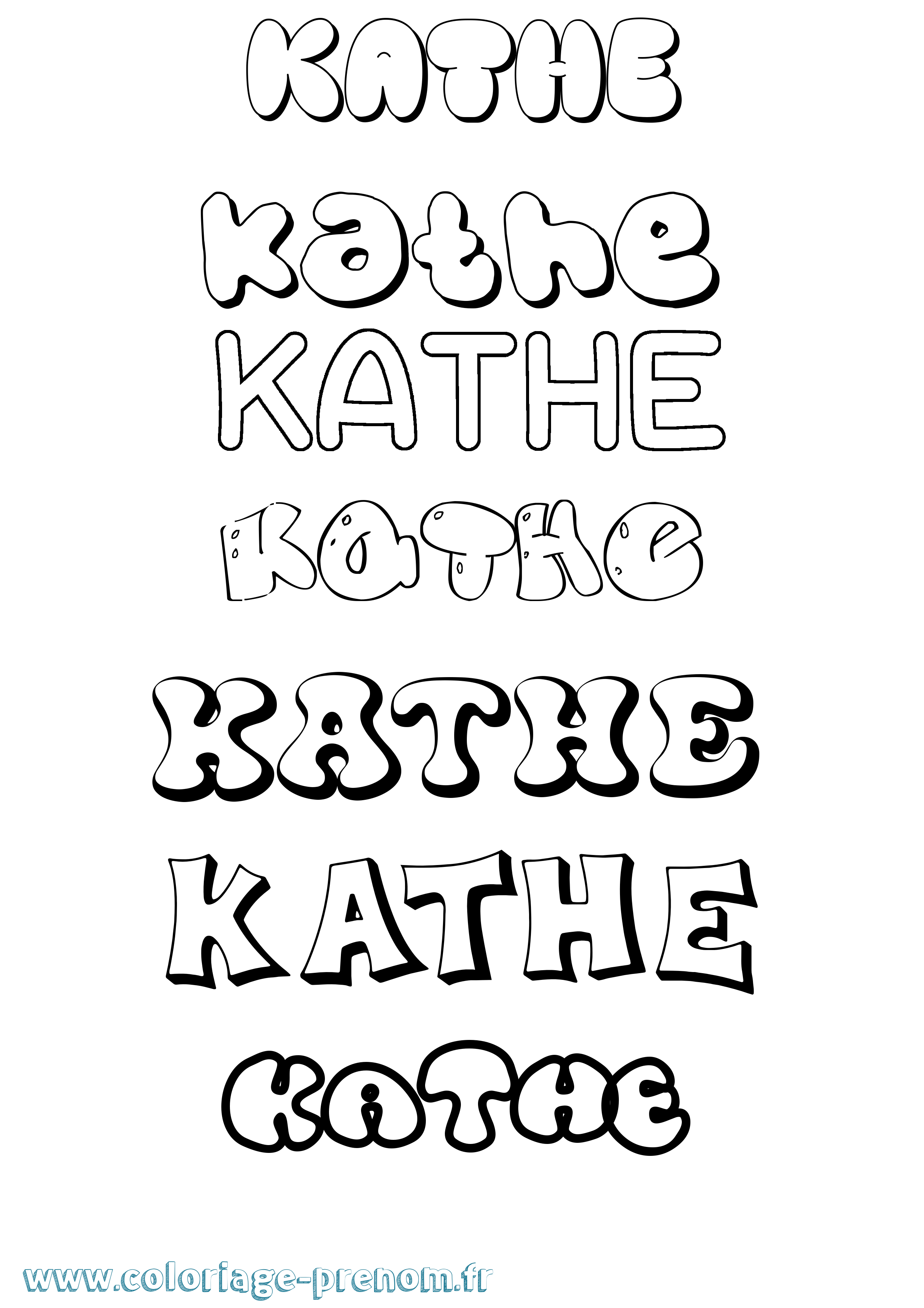 Coloriage Kathe Bubble Coloriage prénom Kathe Bubble