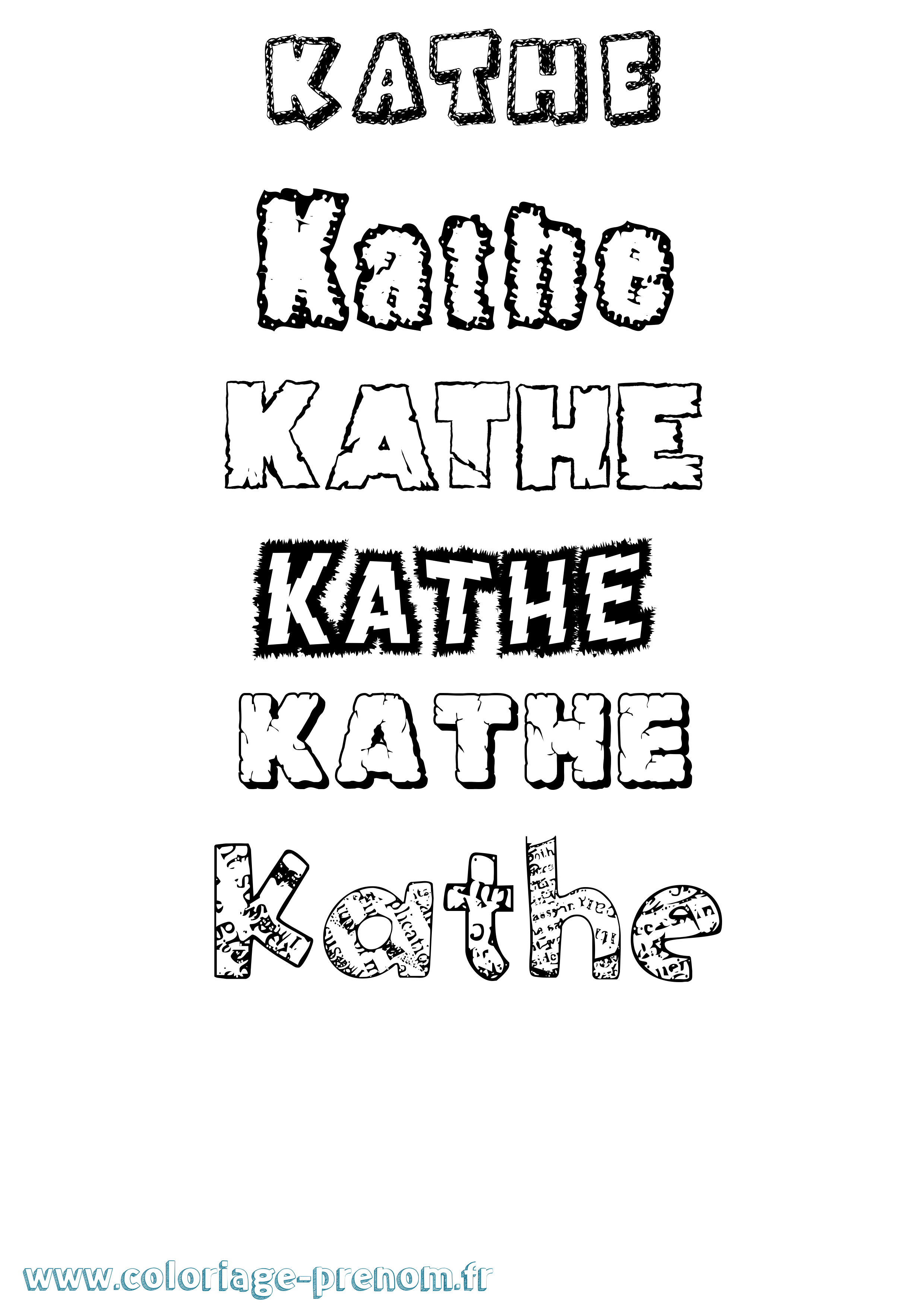 Coloriage Kathe Destructuré Coloriage prénom Kathe Destructuré