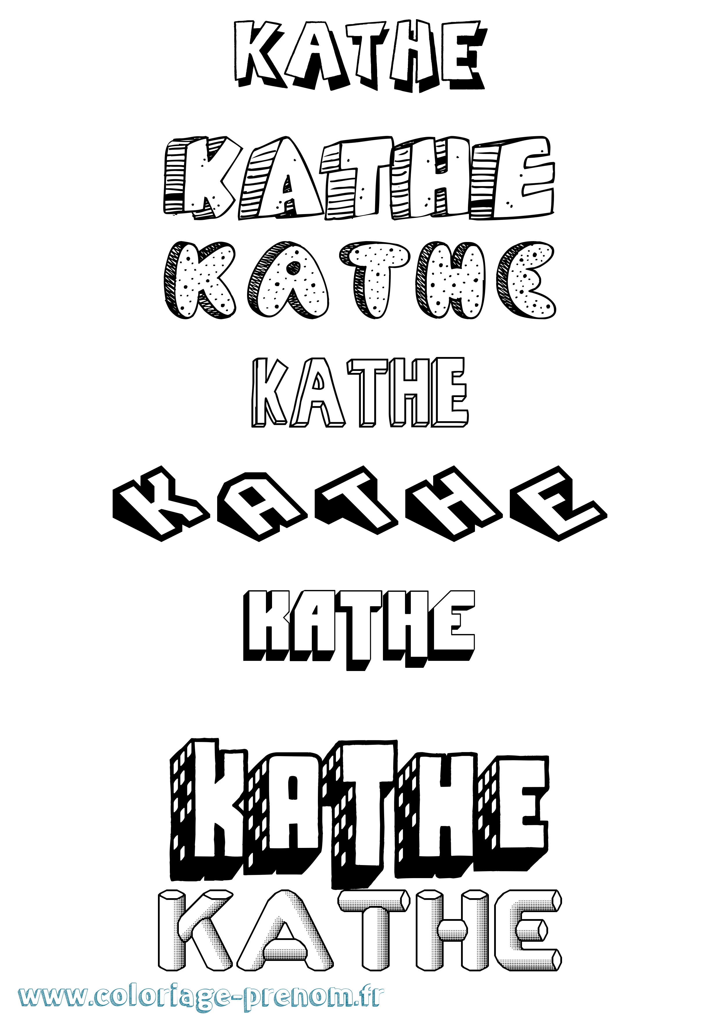 Coloriage Kathe Effet 3D Coloriage prénom Kathe Effet 3D
