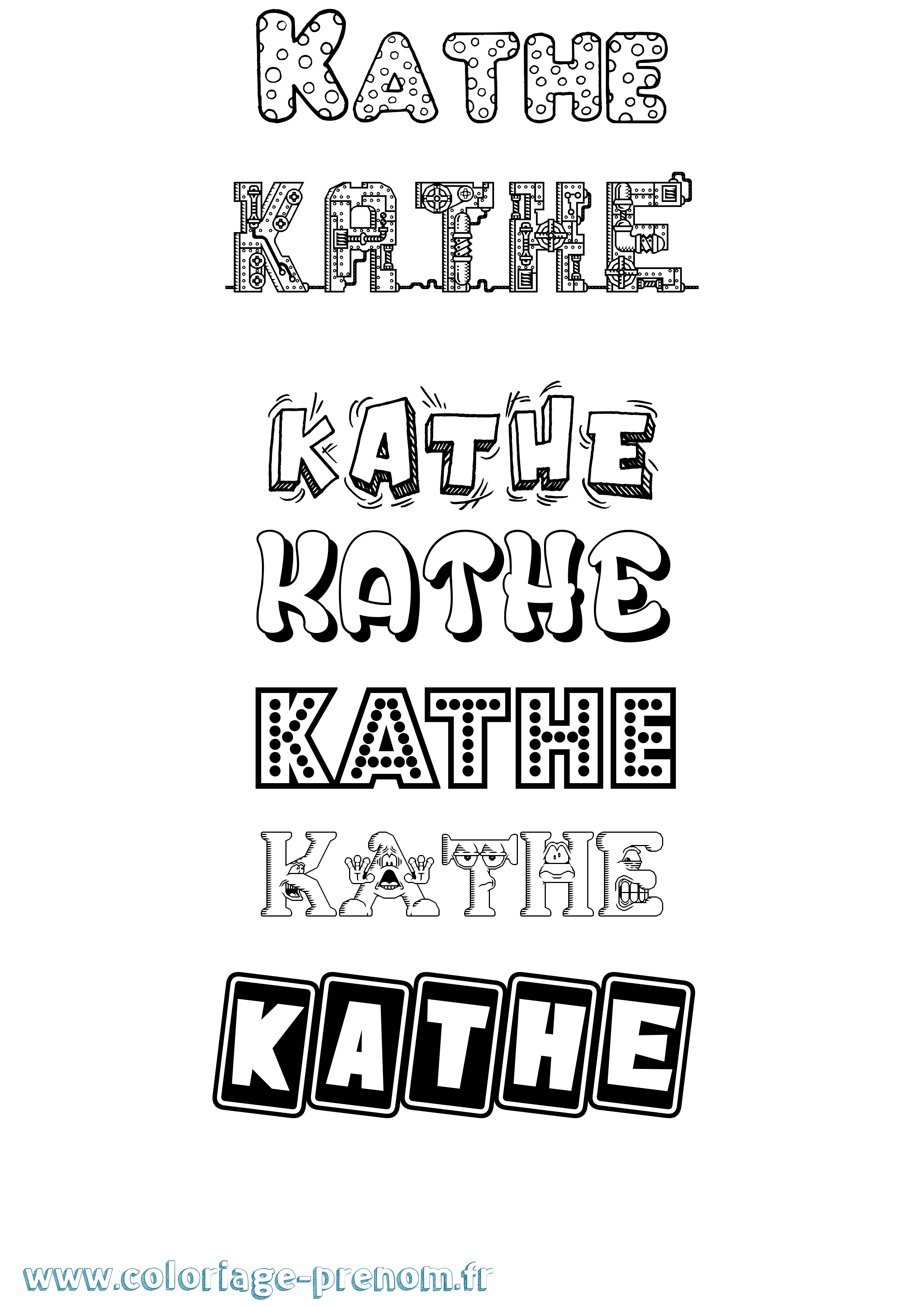 Coloriage Kathe Fun Coloriage prénom Kathe Fun