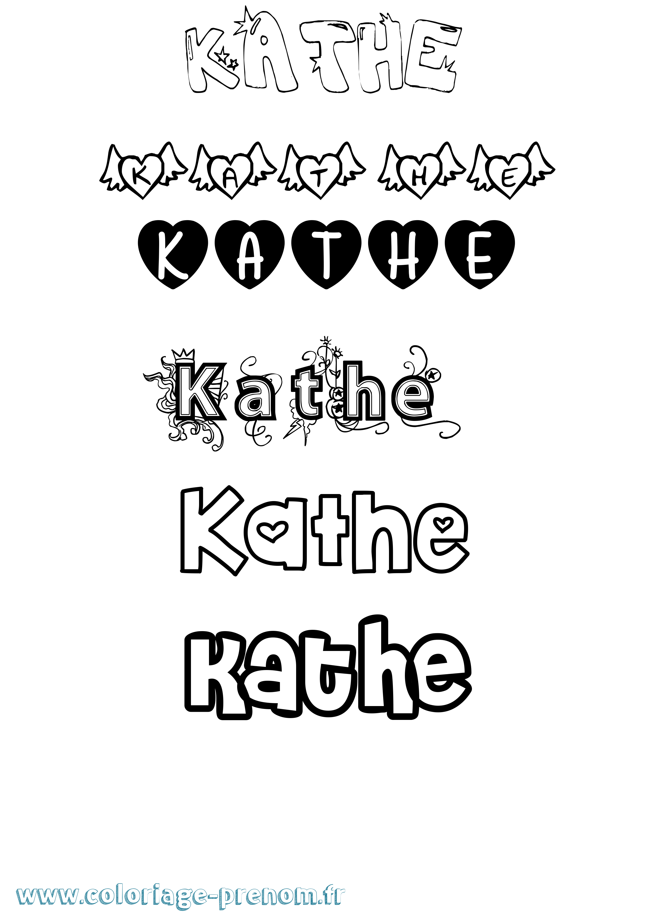 Coloriage Kathe Girly Coloriage prénom Kathe Girly
