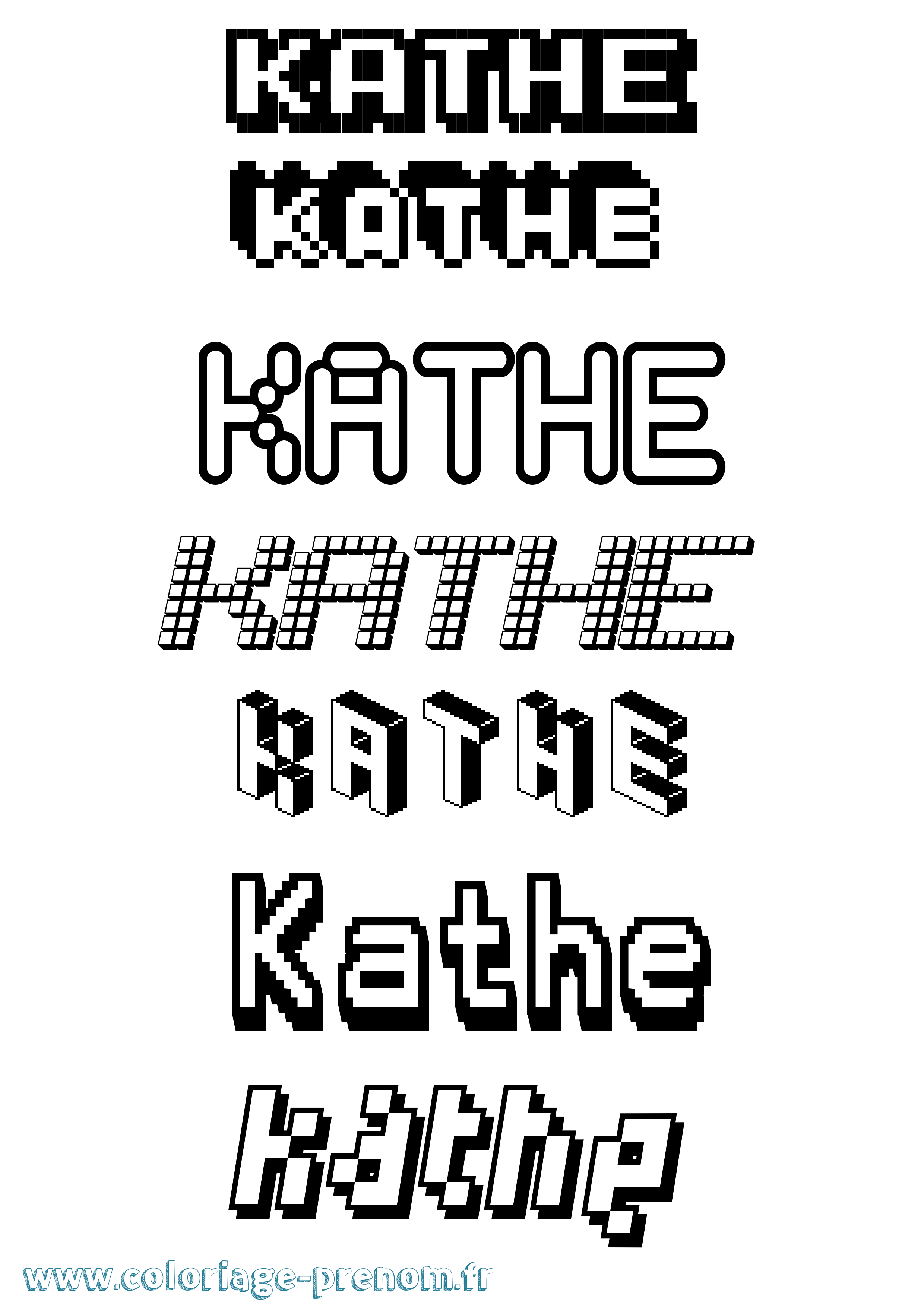 Coloriage Kathe Pixel Coloriage prénom Kathe Pixel