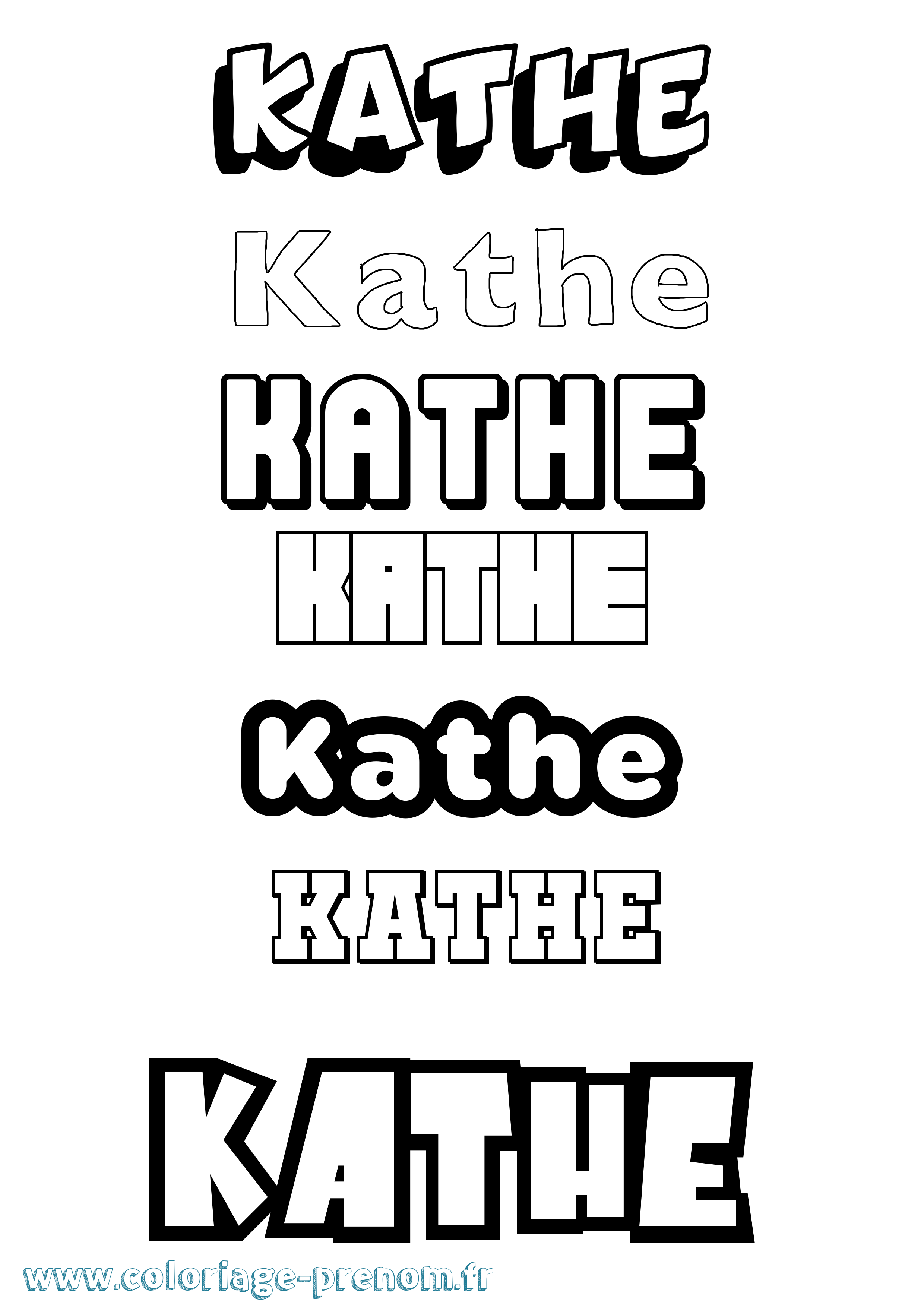 Coloriage Kathe Simple Coloriage prénom Kathe Simple