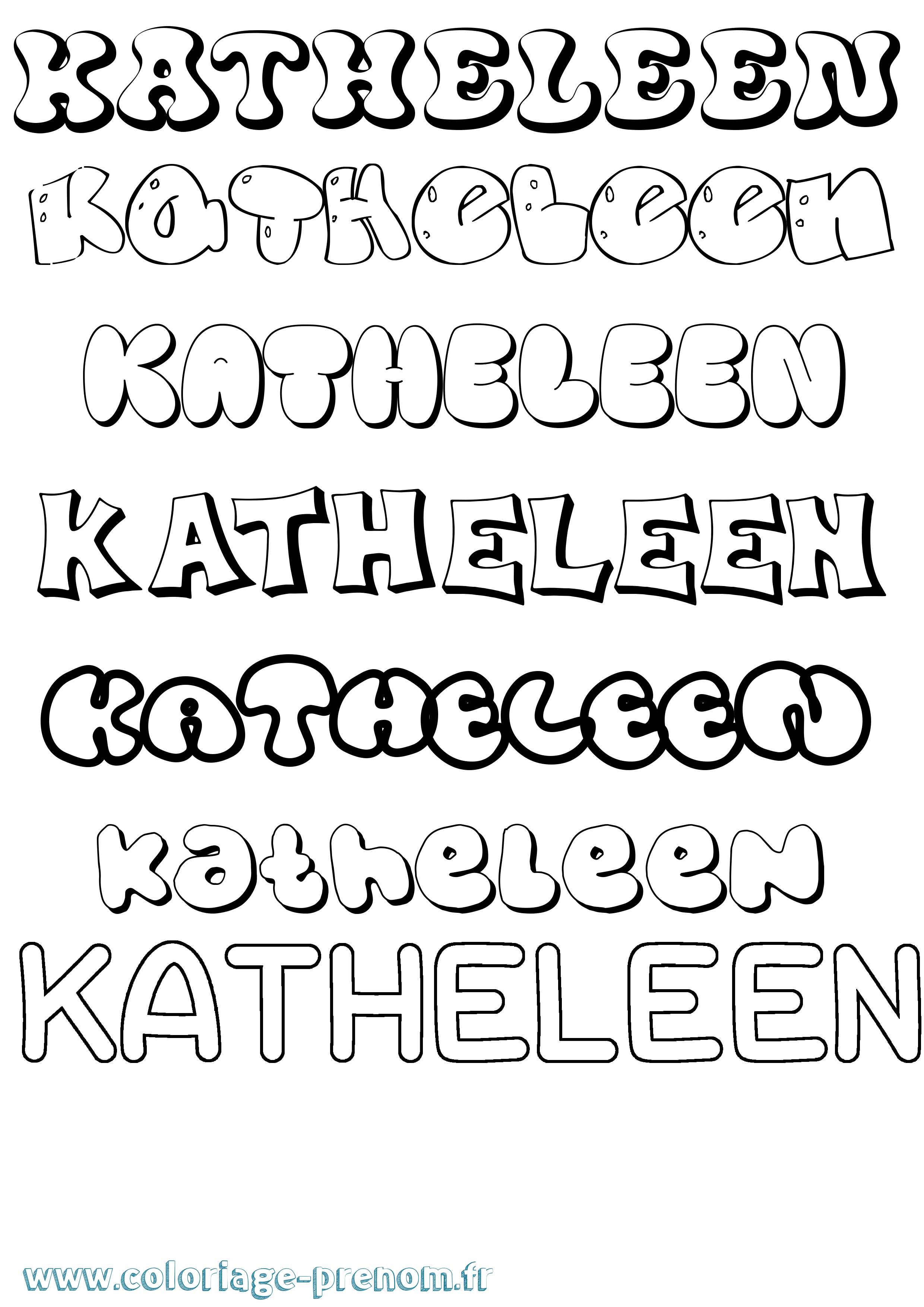Coloriage Katheleen Bubble Coloriage prénom Katheleen Bubble