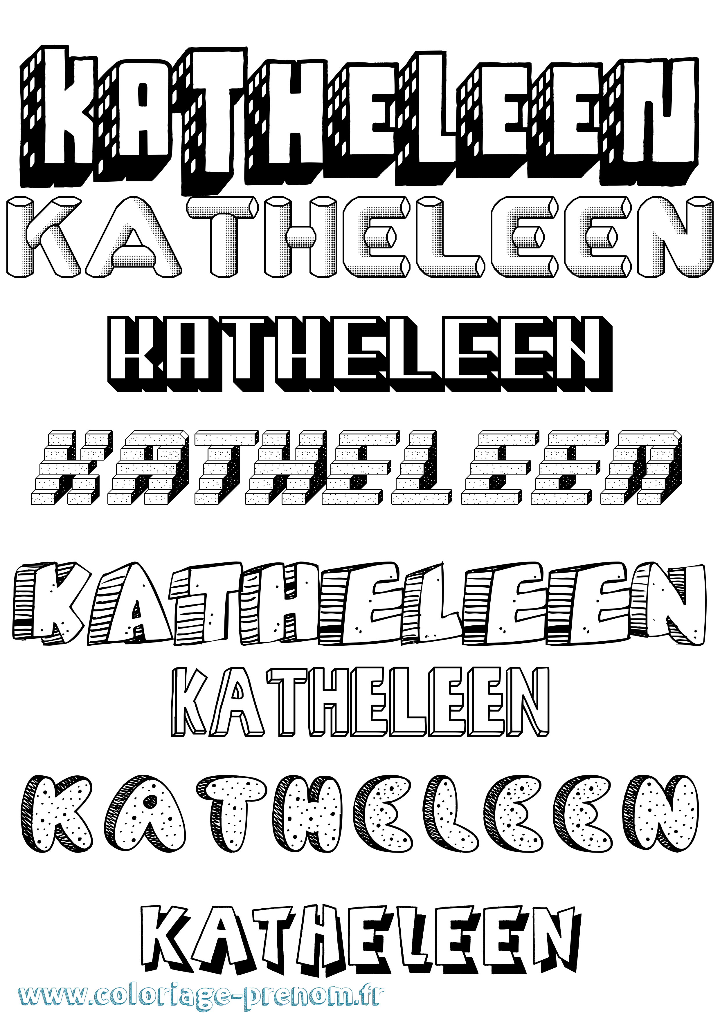 Coloriage Katheleen Effet 3D Coloriage prénom Katheleen Effet 3D