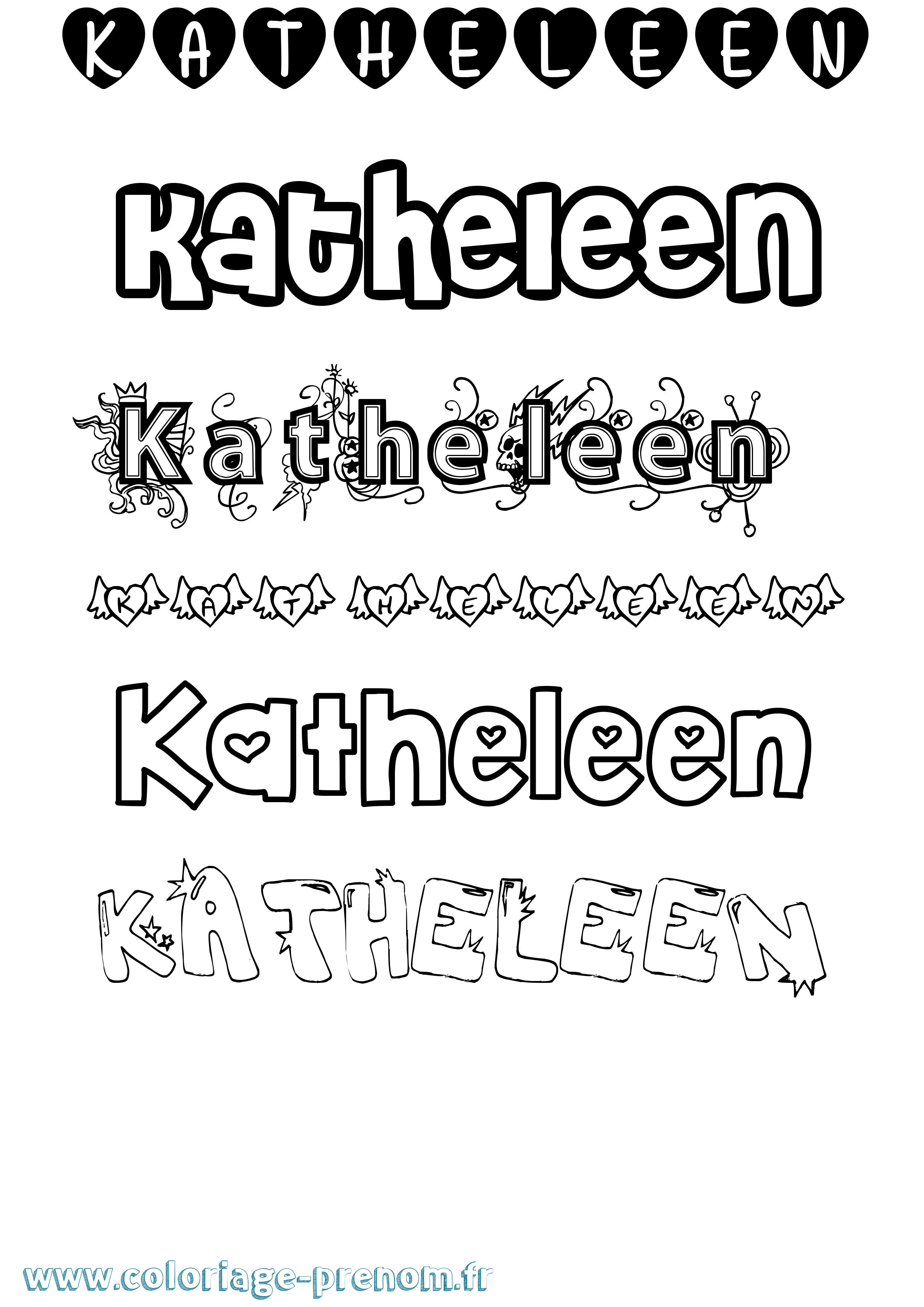 Coloriage Katheleen Girly Coloriage prénom Katheleen Girly