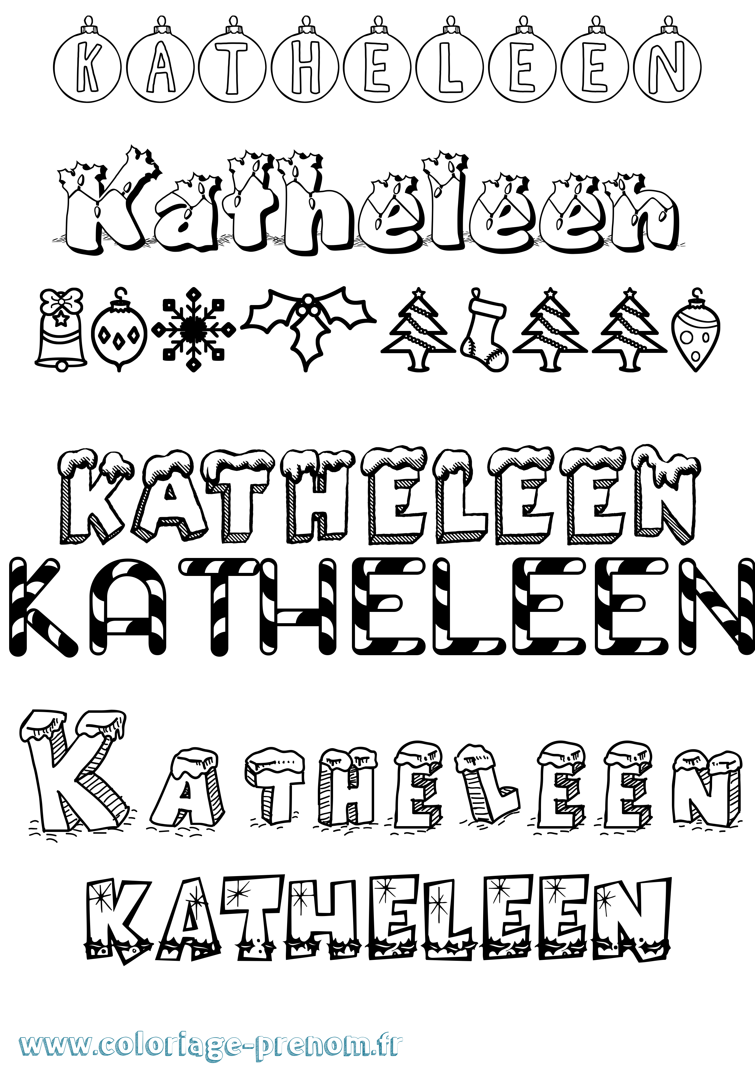 Coloriage Katheleen Noël Coloriage prénom Katheleen Noël