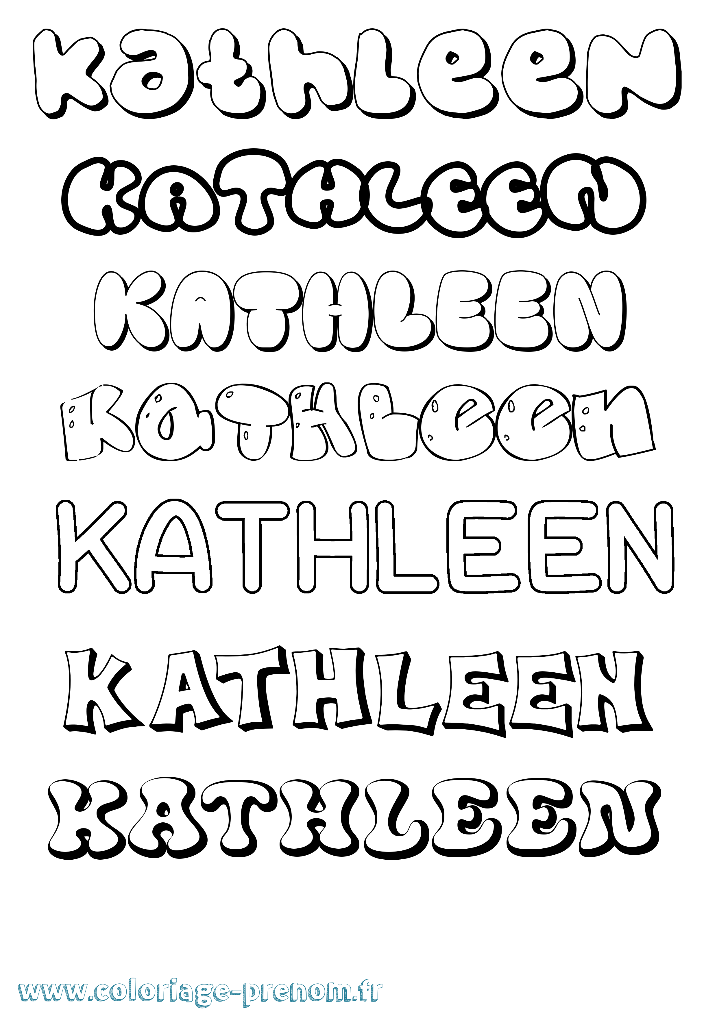 Coloriage Kathleen Bubble Coloriage prénom Kathleen Bubble