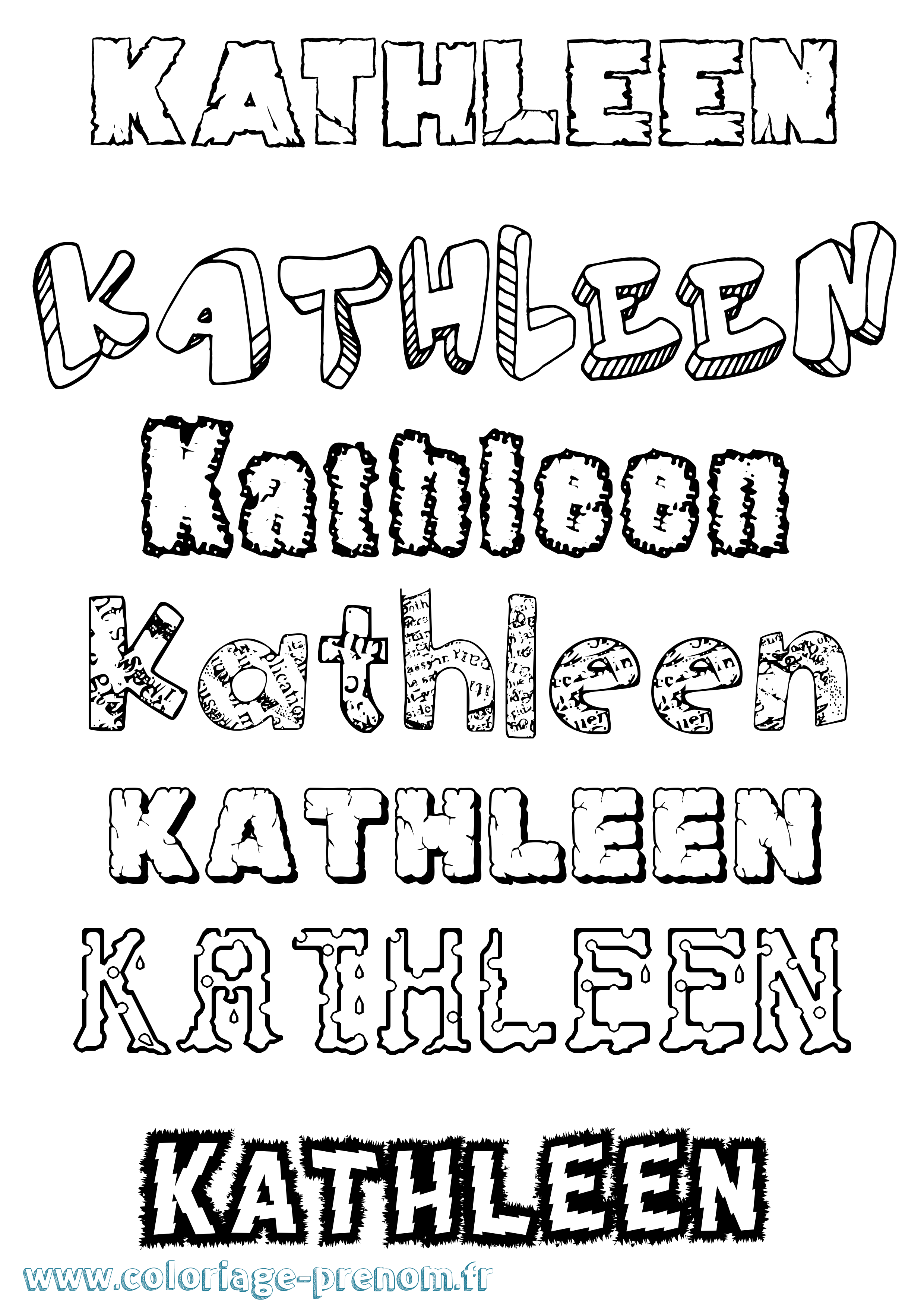 Coloriage Kathleen Destructuré Coloriage prénom Kathleen Destructuré
